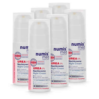 numis med Nachtcreme Nachtcreme 5% Urea - vegane Gesichtscreme - Gesicht Creme 6x 50 ml, 6-tlg.