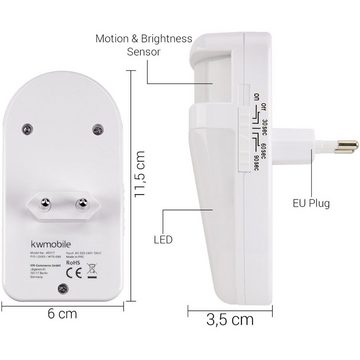 kwmobile LED Taschenlampe 2x Steckdosenlicht mit Bewegungsmelder & Timer - Nachtlicht Steckdose (2-St)