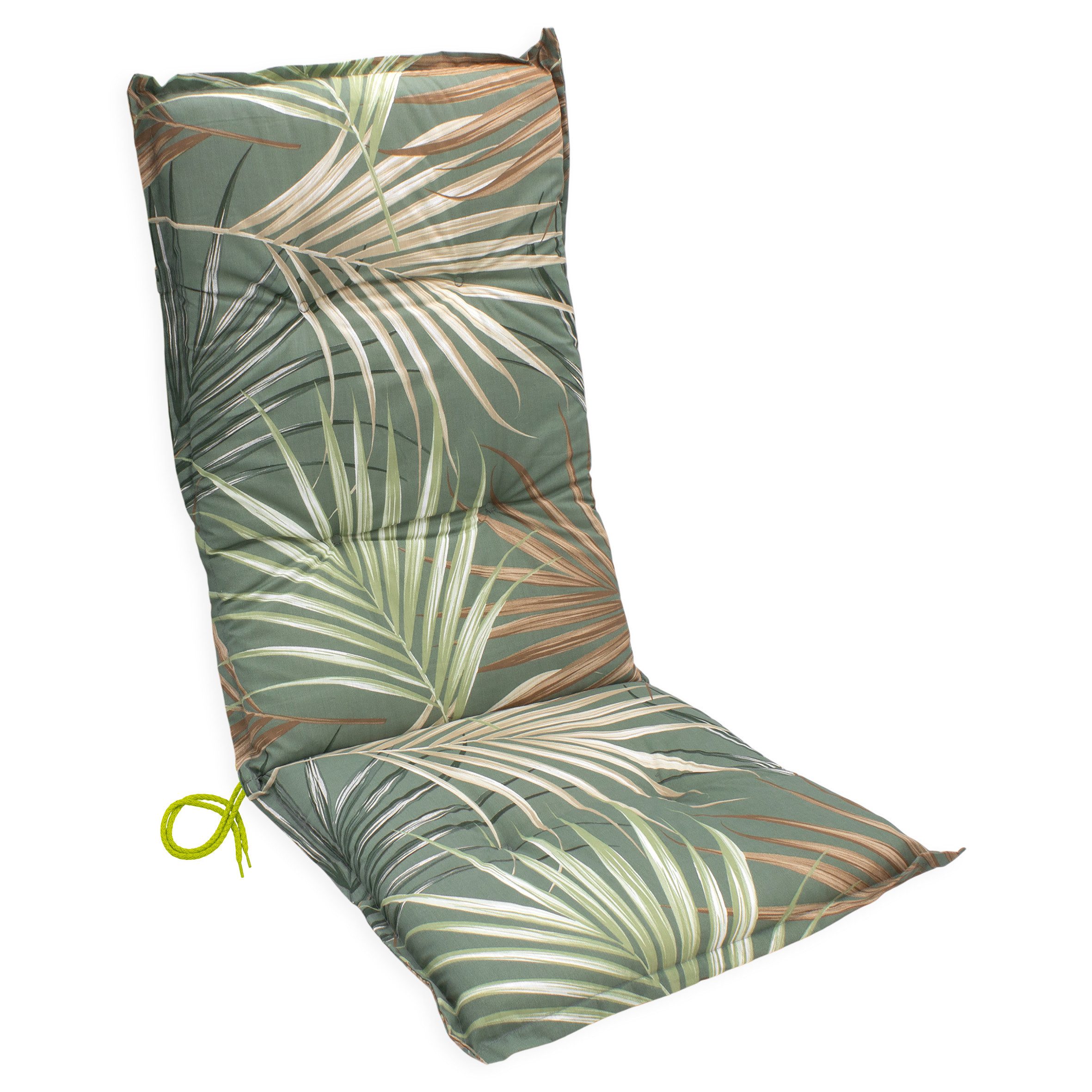 Spetebo Polsterauflage Universal Auflage "Palmen" mit Einstellband Gartenstuhl Kissen, (1 St), mit Eckbändern