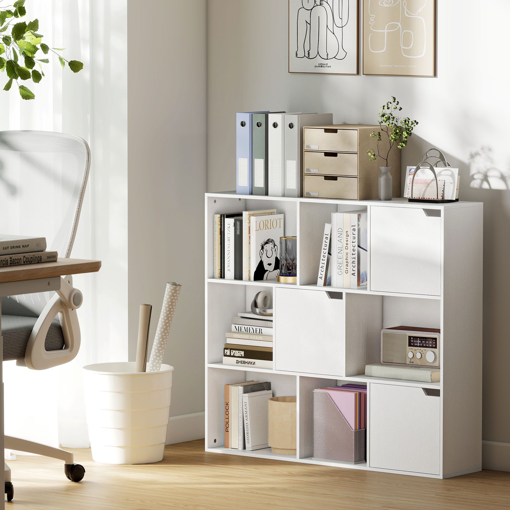 HOMCOM Bücherregal 9 Würfelfächer, Standregale 1-tlg., für Wohnzimmer, Büro günstig online kaufen