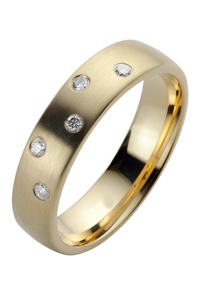 Firetti Trauring Schmuck Geschenk Gold 585 Hochzeit Ehering Trauring "LIEBE" Sterne, Made in Germany, wahlweise mit oder ohne Brillanten