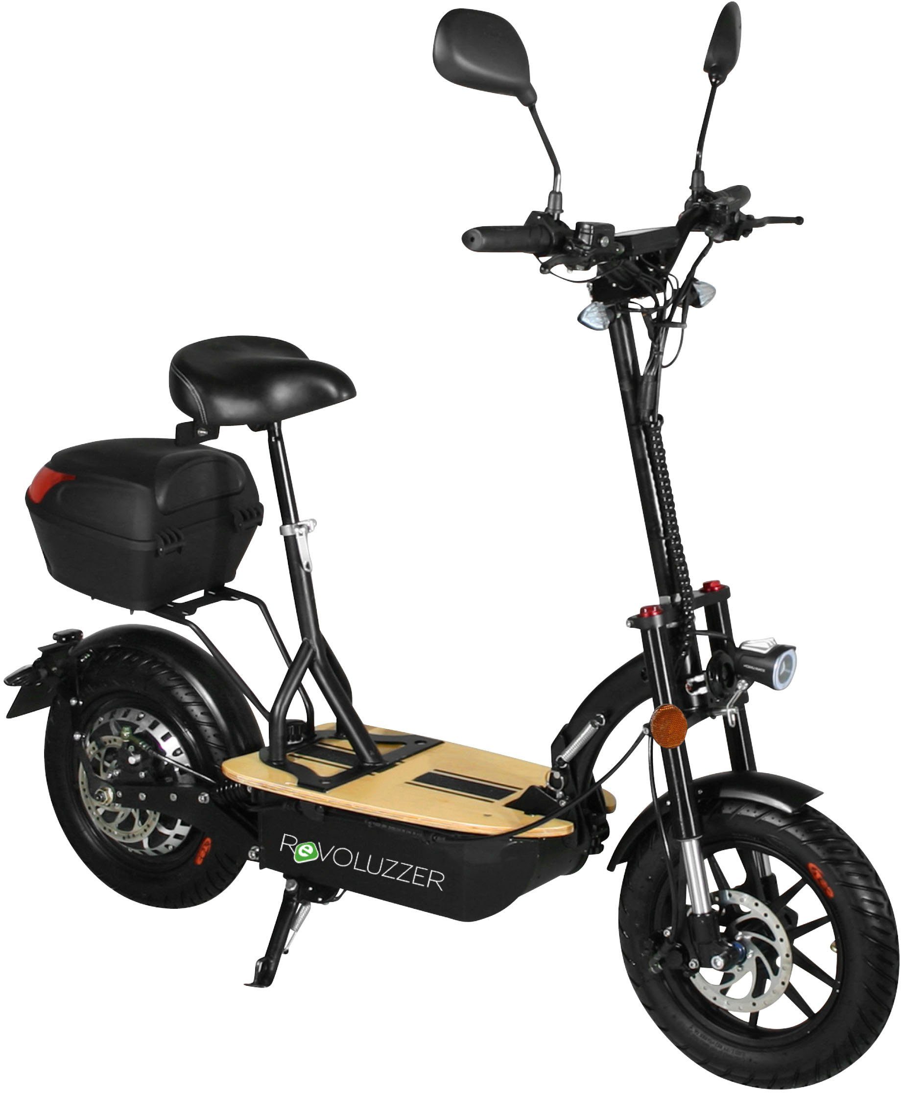 Forca E-Scooter »E-Faltroller Revoluzzer Safety: 48V/15Ah Blei-Gel mit  Gepäckfach«, 20 km/h, (Fahrzeug, Blei-Gel-Akku, Gepäckfach und Blinker),  klappbar