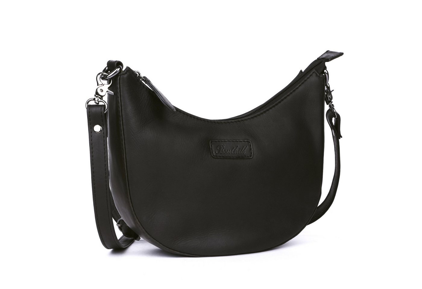 Benthill Handtasche Damen Echt Leder Schultertasche Klein Vintage Hobo Bag Beutel, Reißverschlussfach