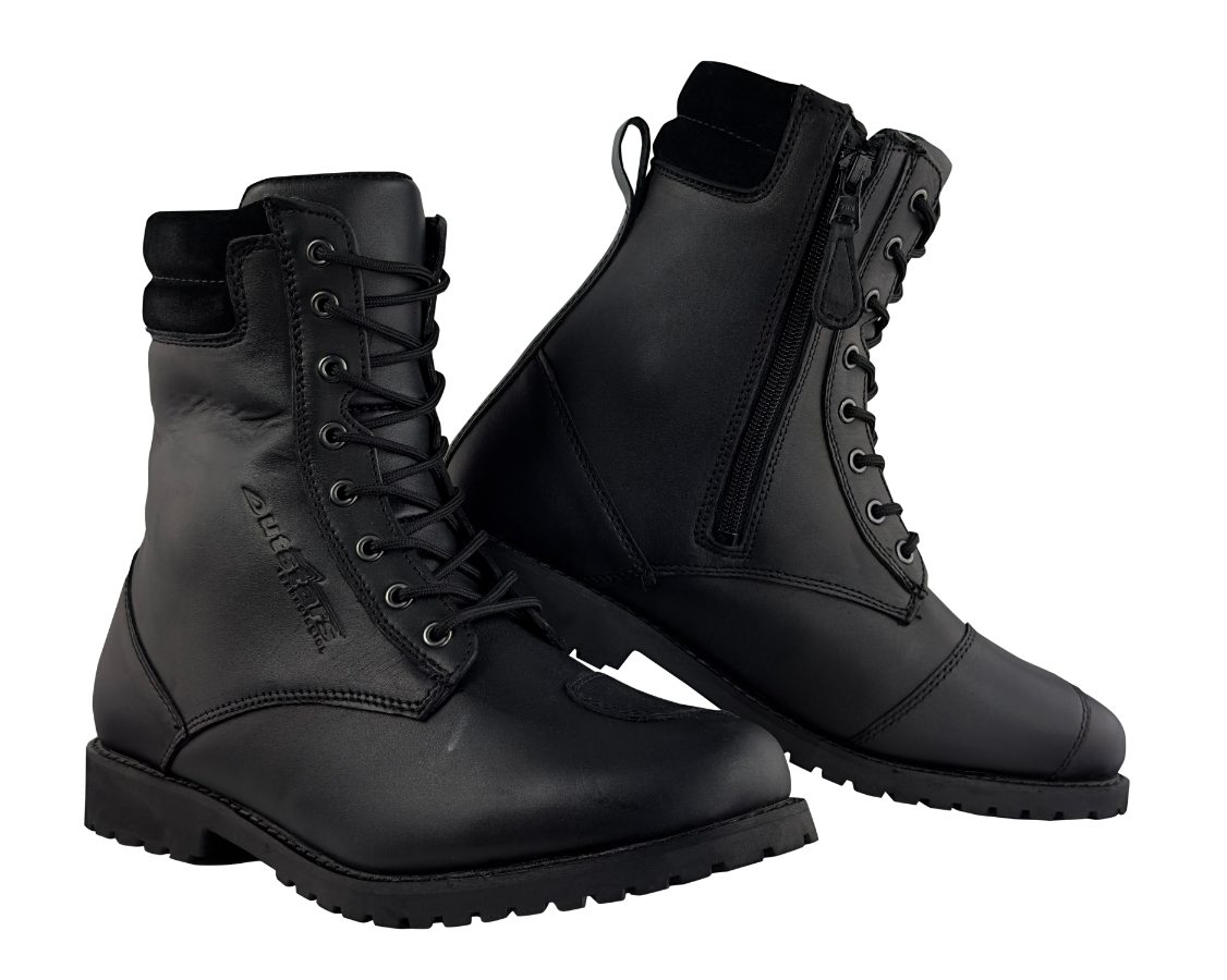 OUTSTARS RO012 - Stiefel mit Schnürung, Reißverschluss & Military Look, schwarz Motorradstiefel