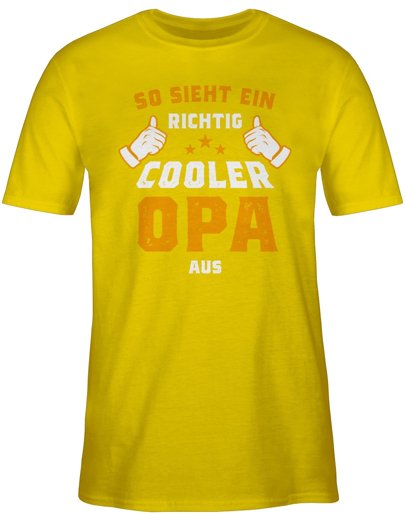 Opa So T-Shirt richtig ein Shirtracer sieht Gelb Geschenke 3 Opa Orange cooler aus