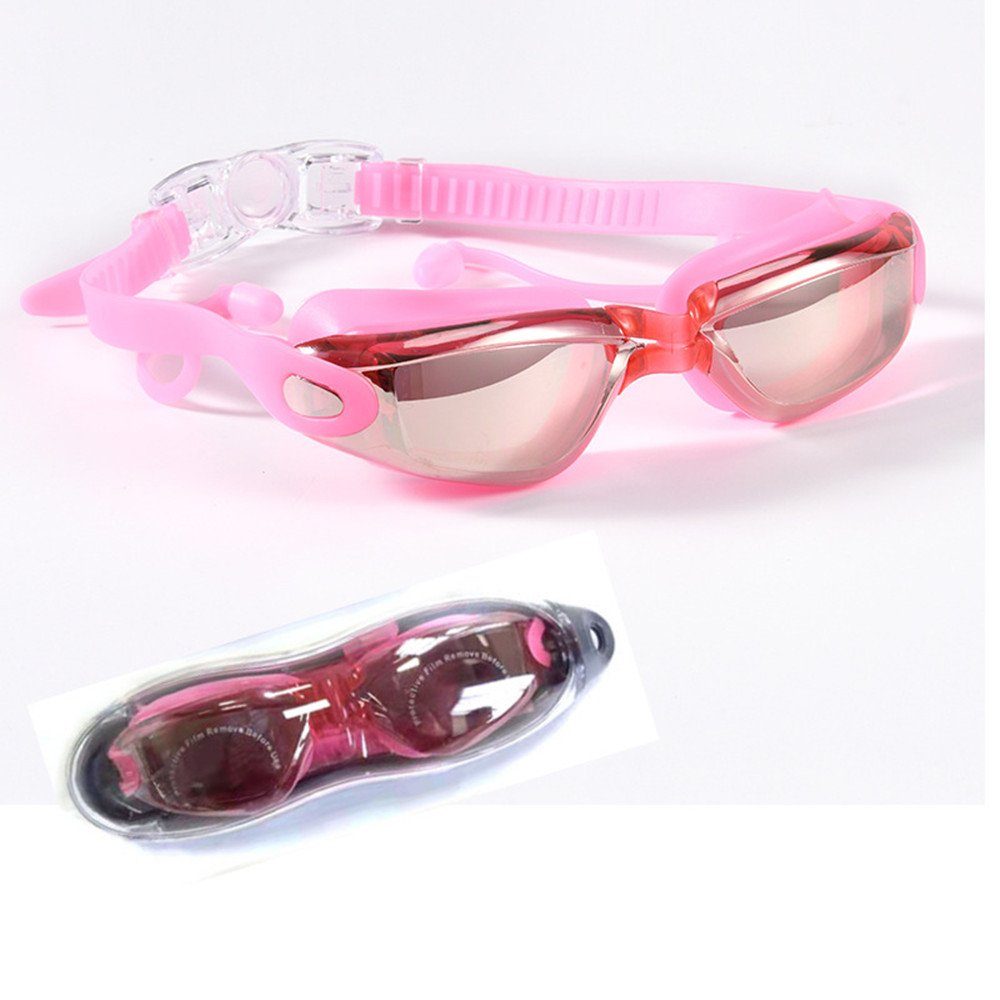 XDeer Schwimmbrille Mirror Schwimmbrille für Erwachsene mit Aufbewahrungsbox, Komfort Profi Schwimmbrillen mit Spiegel pink