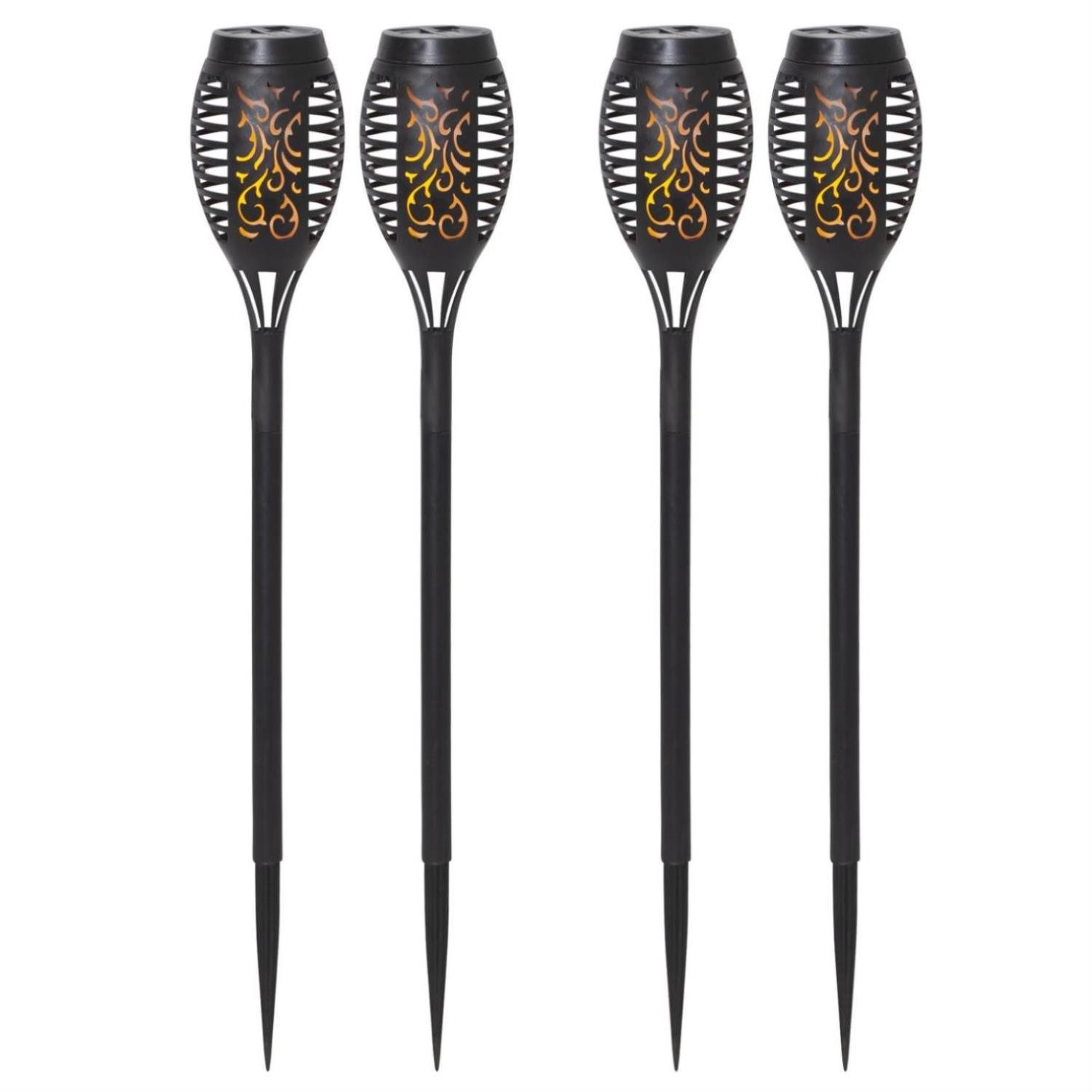 MARELIDA LED Gartenfackel LED Solar Garten Fackel Feuereffekt Flammeneffekt 21cm Wegleuchte 4St., LED Classic