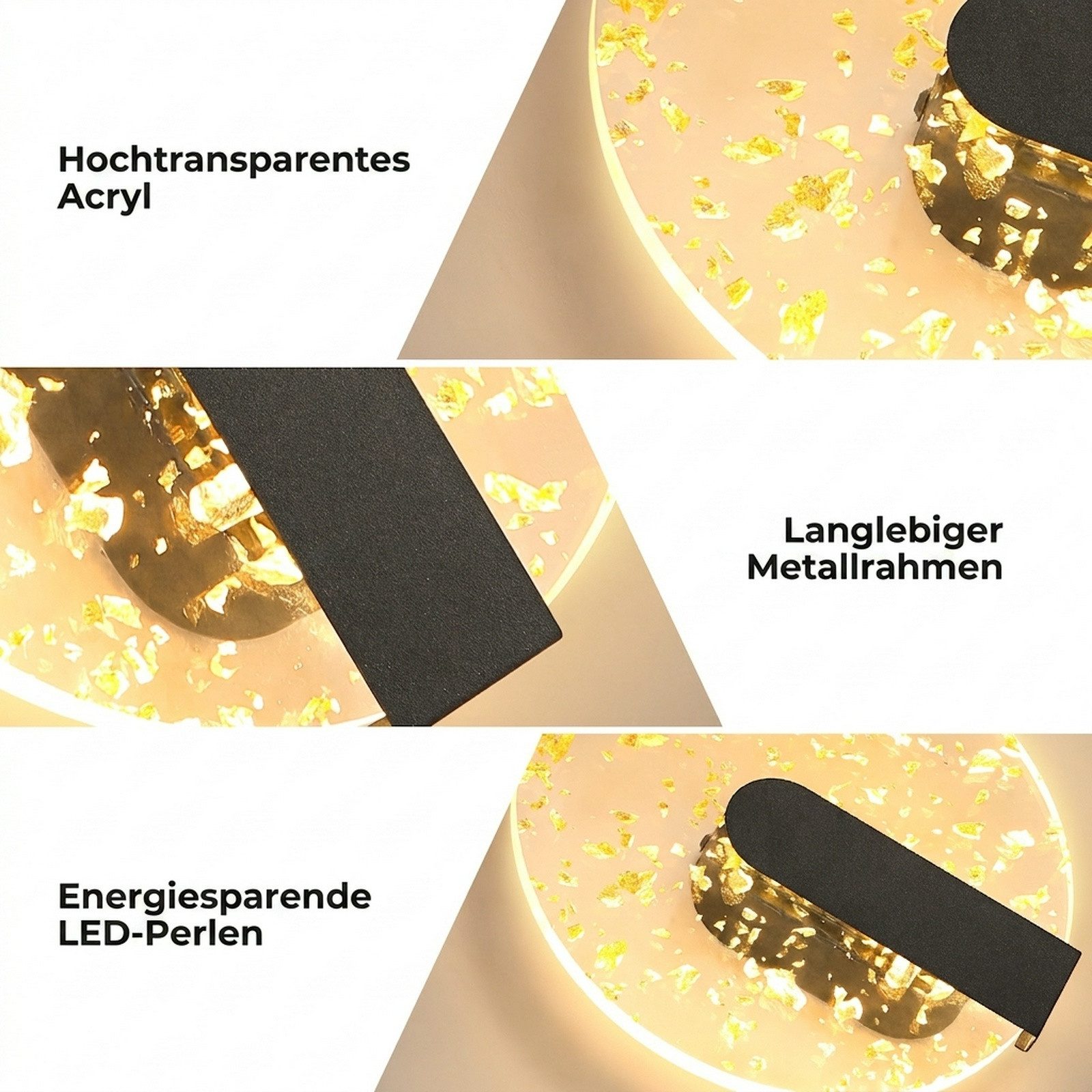 BlingBin LED Wandleuchte Innen LED, 5W Rund Modern Wandlampe Wandbeleuchtung aus Acryl, 500LM, LED fest integriert, Warmweiß, Warmweiß 300K, Wandlampe Innen für Wohnzimmer, Treppenhaus, Flur