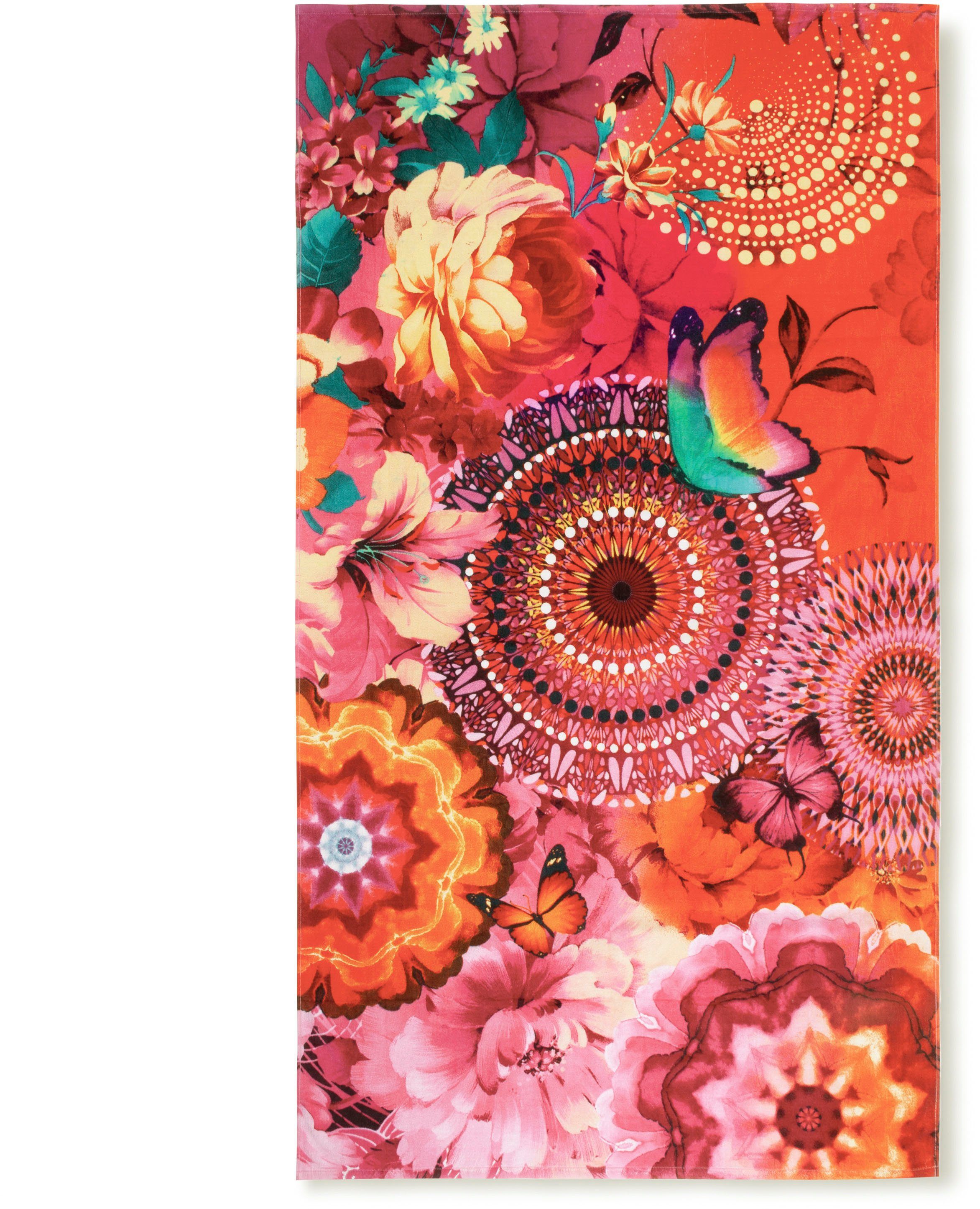 hip Strandtuch Ziva, Frotteevelours (1-St), Baumwolle, Velours, 100x180, Weich, Strand, Erwachsen, Mandala, Bunt
