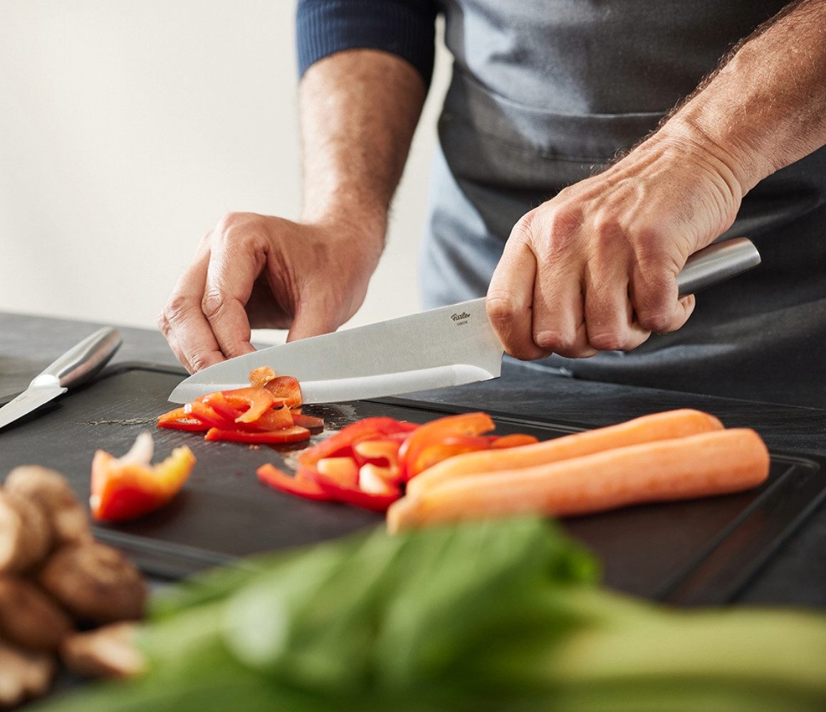 Fissler Kochmesser Essential, Lange breite Klinge, Halbkropf, gewichteter Griff