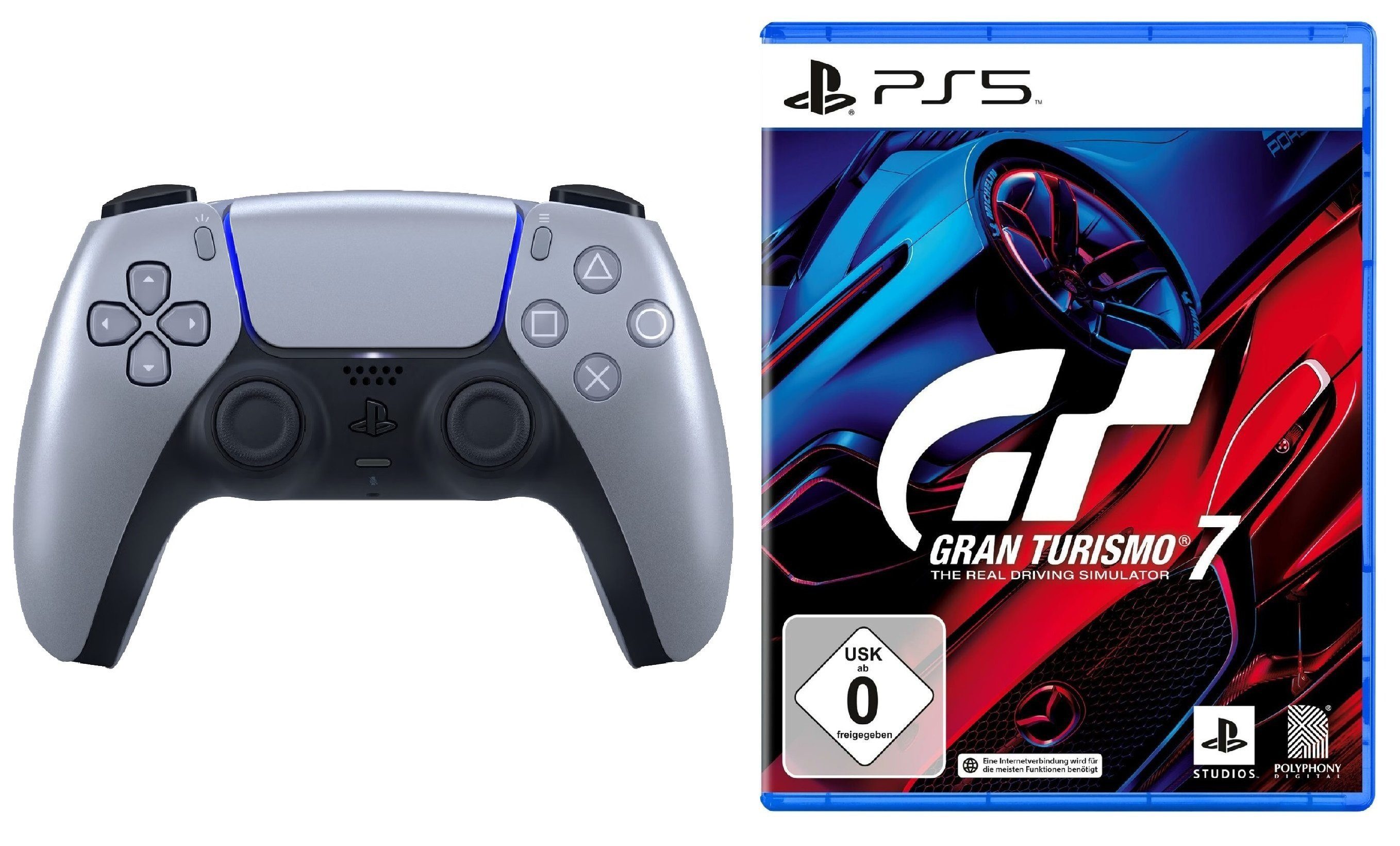 Playstation PS5 Controller mit Gran Turismo 7 Spiel Bundle PlayStation 5-Controller (DualSense Wireless-Controller)