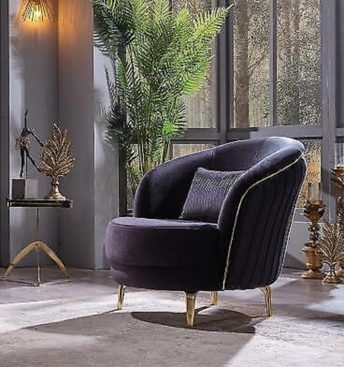 JVmoebel Sessel Moderner Sessel Luxus Edelstahlfüße Wohnzimmer Sitzer Polstermöbel (1-St., Sessel), Made in Europa