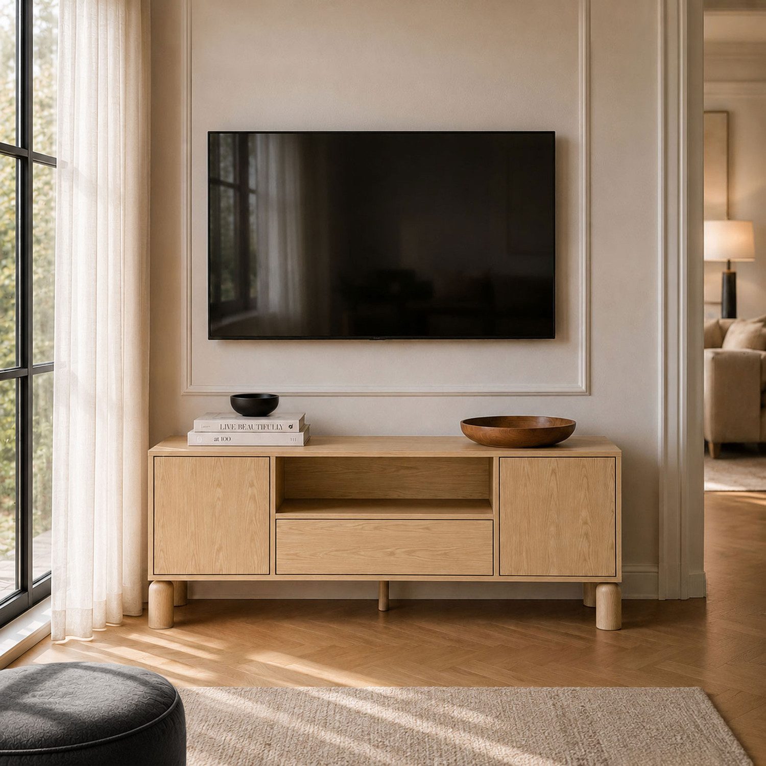 Lookway TV-Schrank LINDEN mit offenem Regal und Schublade Breite: 160 cm