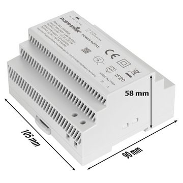 Poppstar DIN Rail Netzteil 12V DC 11,3A 136W Hutschienen-Netzteil (12 V Klingelstrafo IP 20 mit Überlast-Schutz)