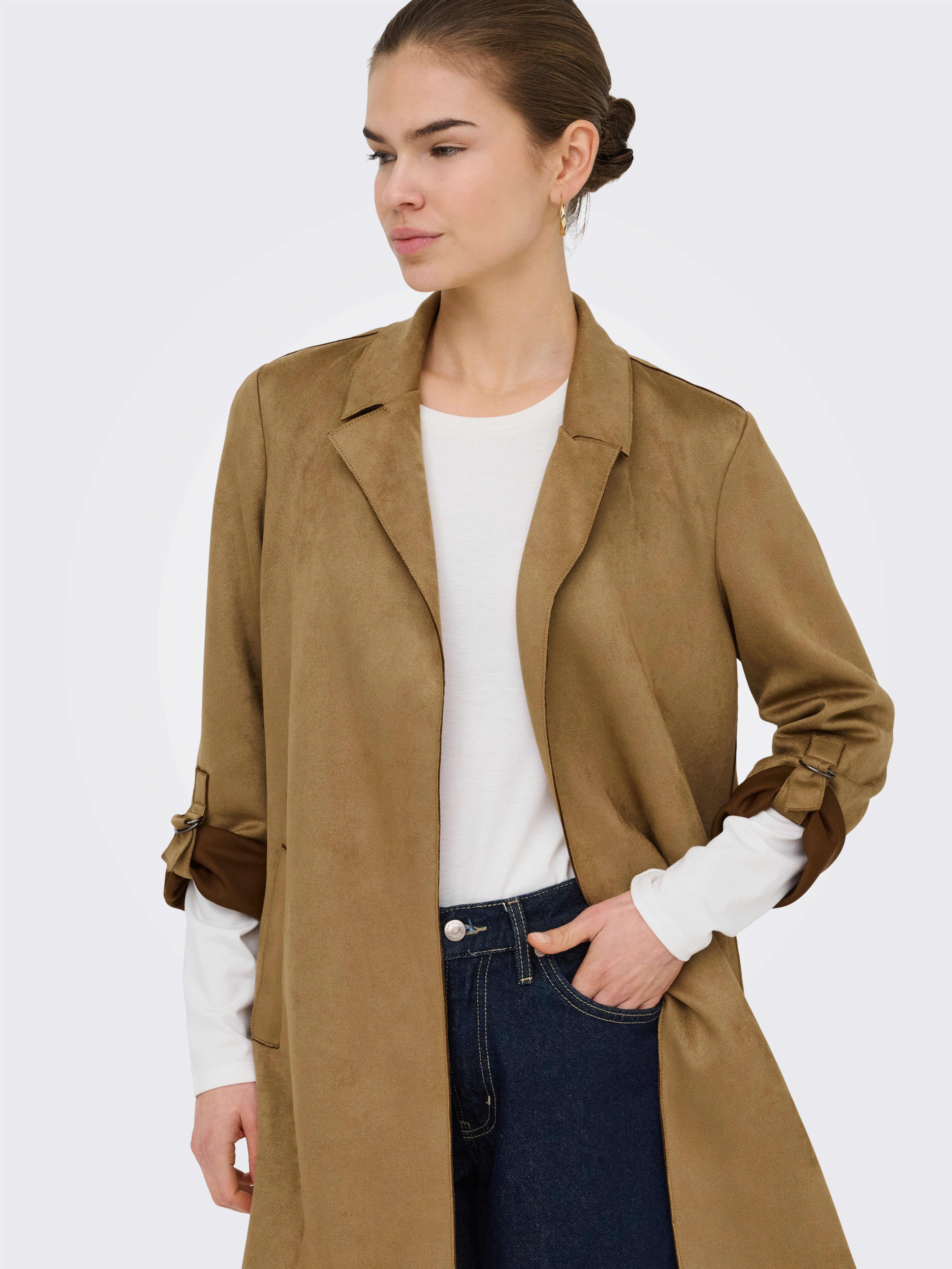 ONLY Langjacke ONLJOLINE FAUX SUEDE COAT LIFE CC OTW mit Reverskragen, weiches Wildlederimitat – Bild 3 von 5