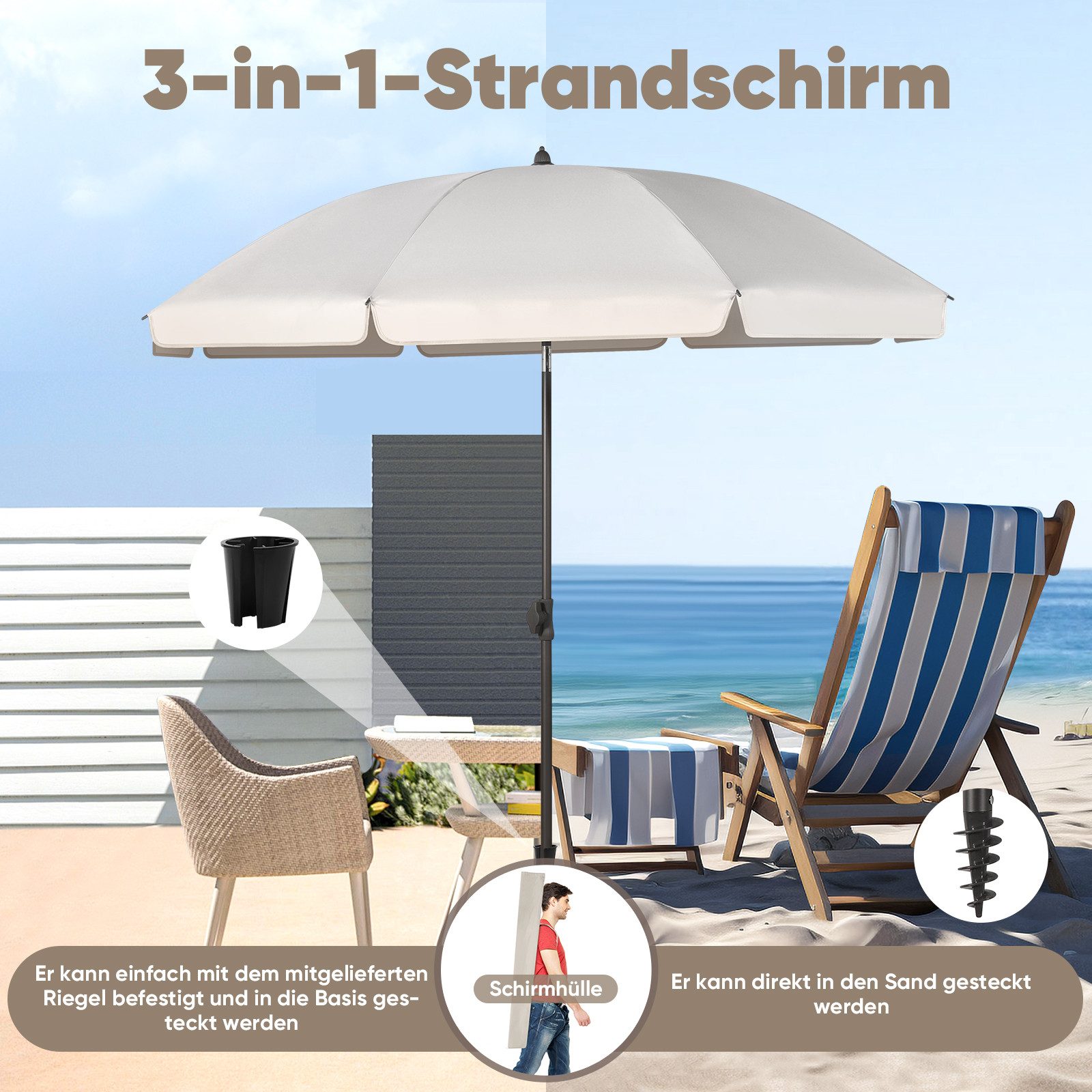 Sekey Sonnenschirm Ø180 cm Balkonschirm Terrassenschirm günstig online kaufen