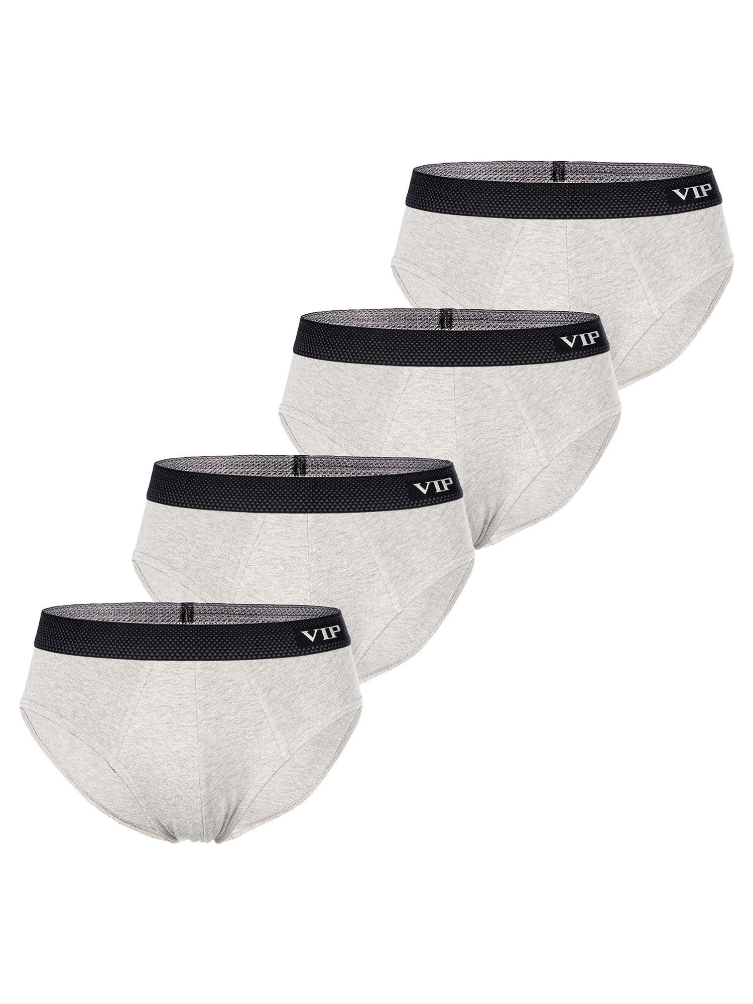 VIP Slip Premium Jersey Stretch - 4er Set - klassische Unterhosen (4-St) Unterwäsche Männer Herren Uni Baumwoll-Mix (95% Baumwolle) 4-Pack
