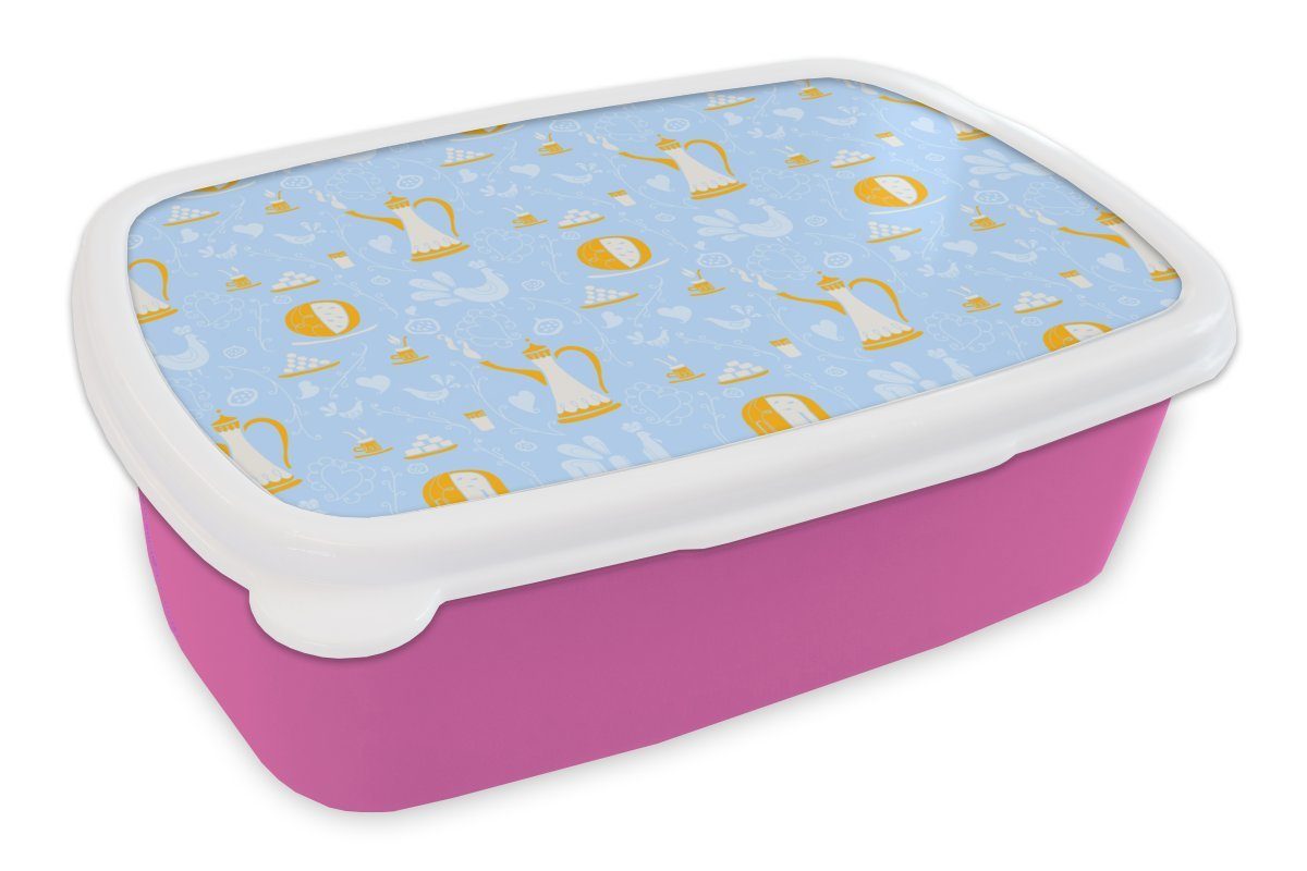 Lunchbox Muster MuchoWow (2-tlg), - rosa für Mädchen, Kunststoff Hoher Snackbox, Brotbox Tee, Brotdose Erwachsene, Kinder, Kunststoff,