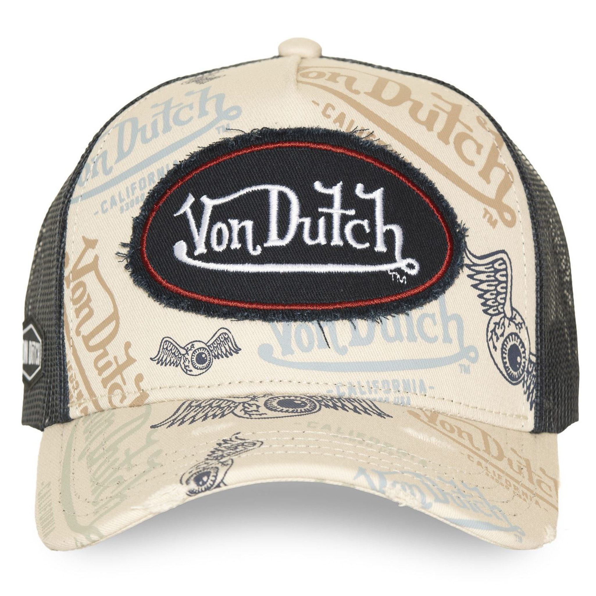 Von Dutch Trucker Cap Von Dutch Originals Trucker Cap - CALIFORNIA ALLOVER Mesh Creme (Basecap, Basecap, Meshcap, Trucker Kappe)
