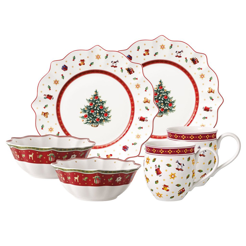 Villeroy & Boch Frühstücks-Geschirrset Toy's Delight Breakfast f. 2 Set (6-tlg), 2 Personen, Porzellan, Premium Porcelain, 6 Stck, Handw., mikrow.sicher