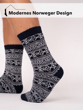 HomeOfSocks Norwegersocken Skandinavische Wollsocke "Norwegen Klassisch" Nordic Kuschelsocken Dicke Socken Hyggelig Warm Mit 45% Wollanteil In Norwegischem Design