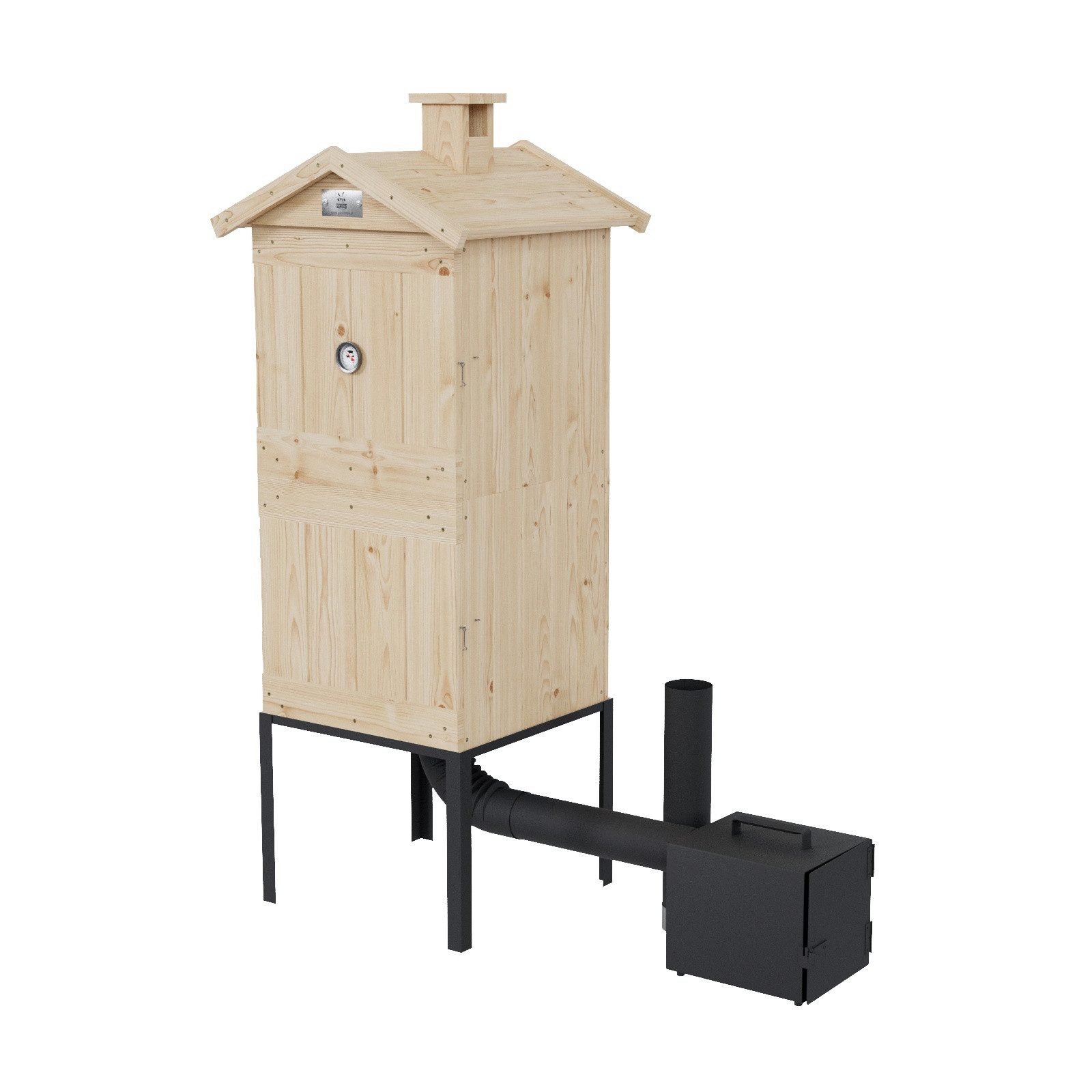 QLS Räucherofen 550x50x120 cm, Mit Kamin groß doppelt Fichteholz Garten Feuerkammer
