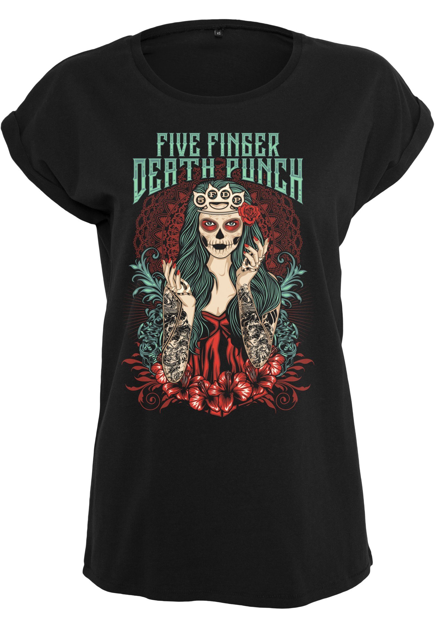Merchcode Kurzarmshirt Damen Ladies Five Finger Deathpunch Lady Muerta Tee (1-tlg)