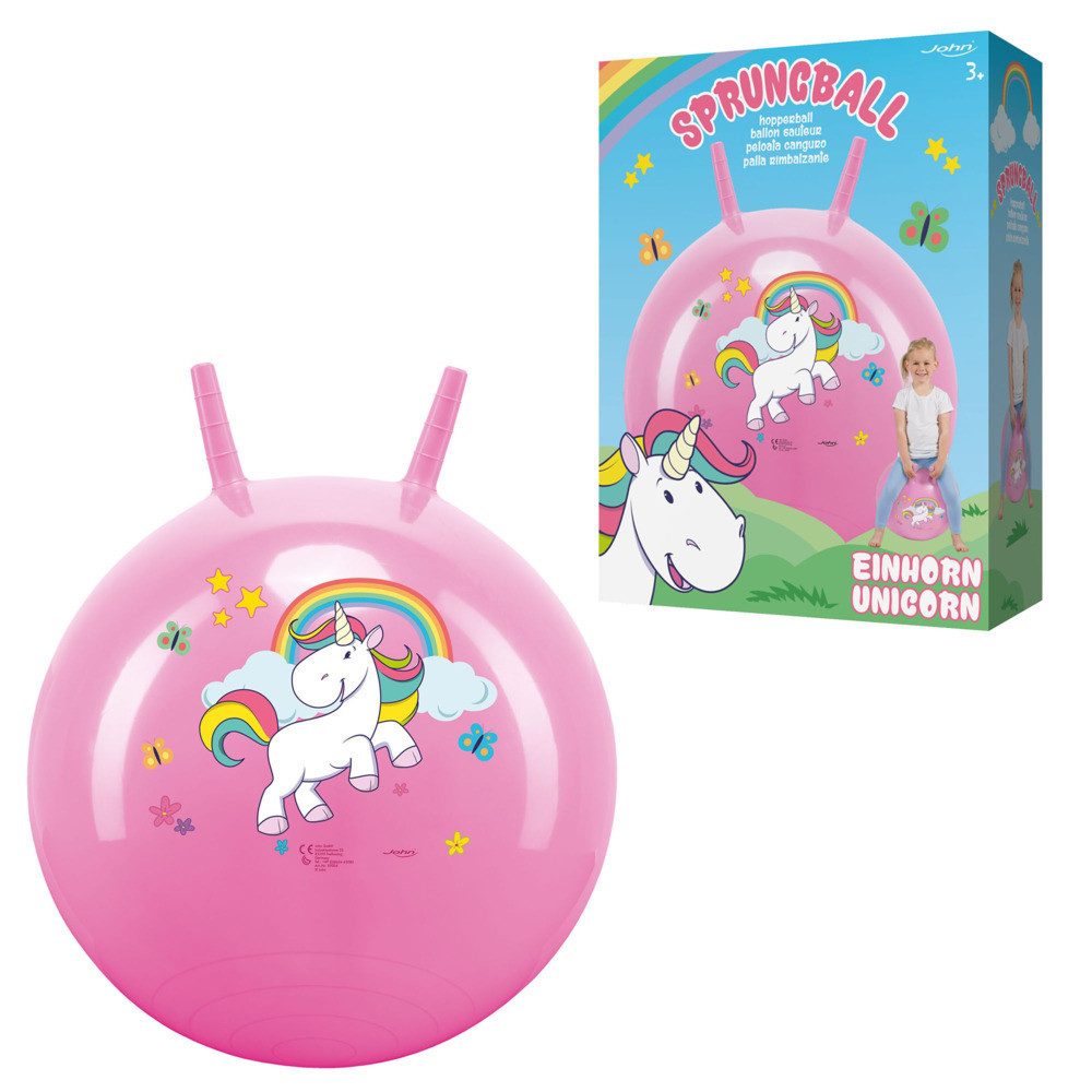 John GmbH Hüpfball John Sprungball Einhorn mit 2 Griffen Ø45-50cm
