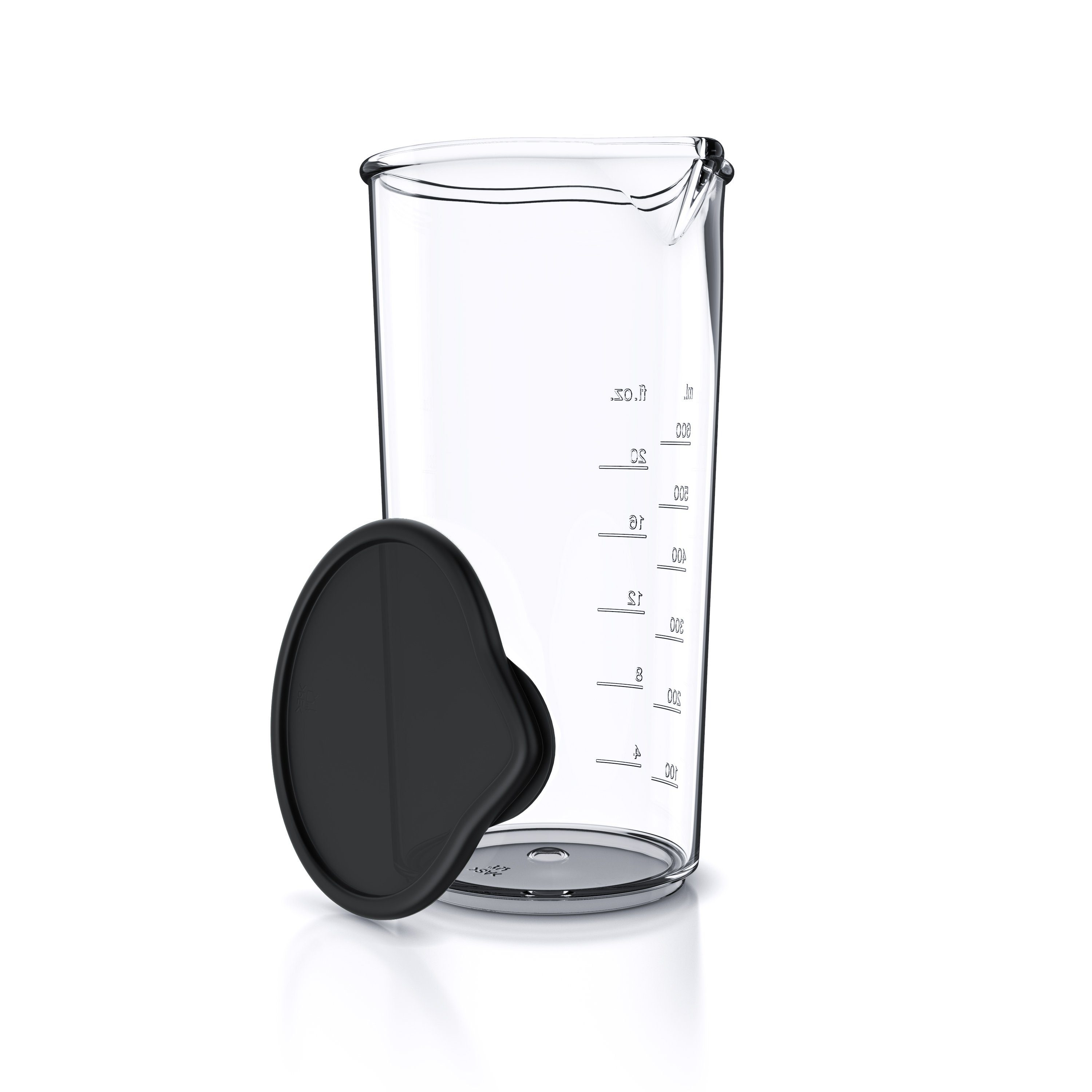 Arendo Messbecher mit Deckel, 600ml, 20 Unzen, Klarsichtbecher, Mixbecher aus Kunststoff, Kunststoff, (1-St), ideal für elektrische Handmixer, Stabmixer & Handrührer, BPA-frei