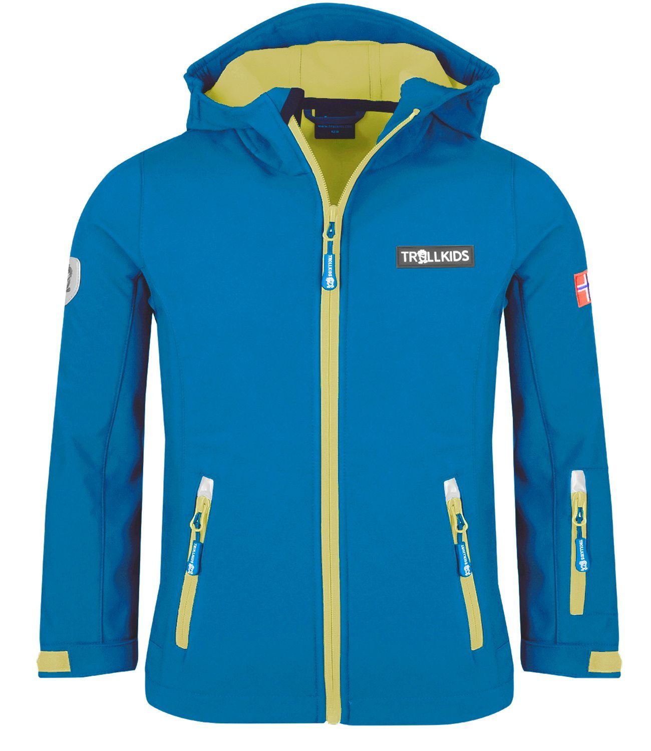 Oslofjord Softshelljacke Blau/Trübes TROLLKIDS Gelb Glühendes