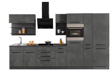 HELD MÖBEL Küchenzeile Tulsa, ohne E-Geräte, Breite 360 cm, schwarze Metallgriffe, MDF Fronten