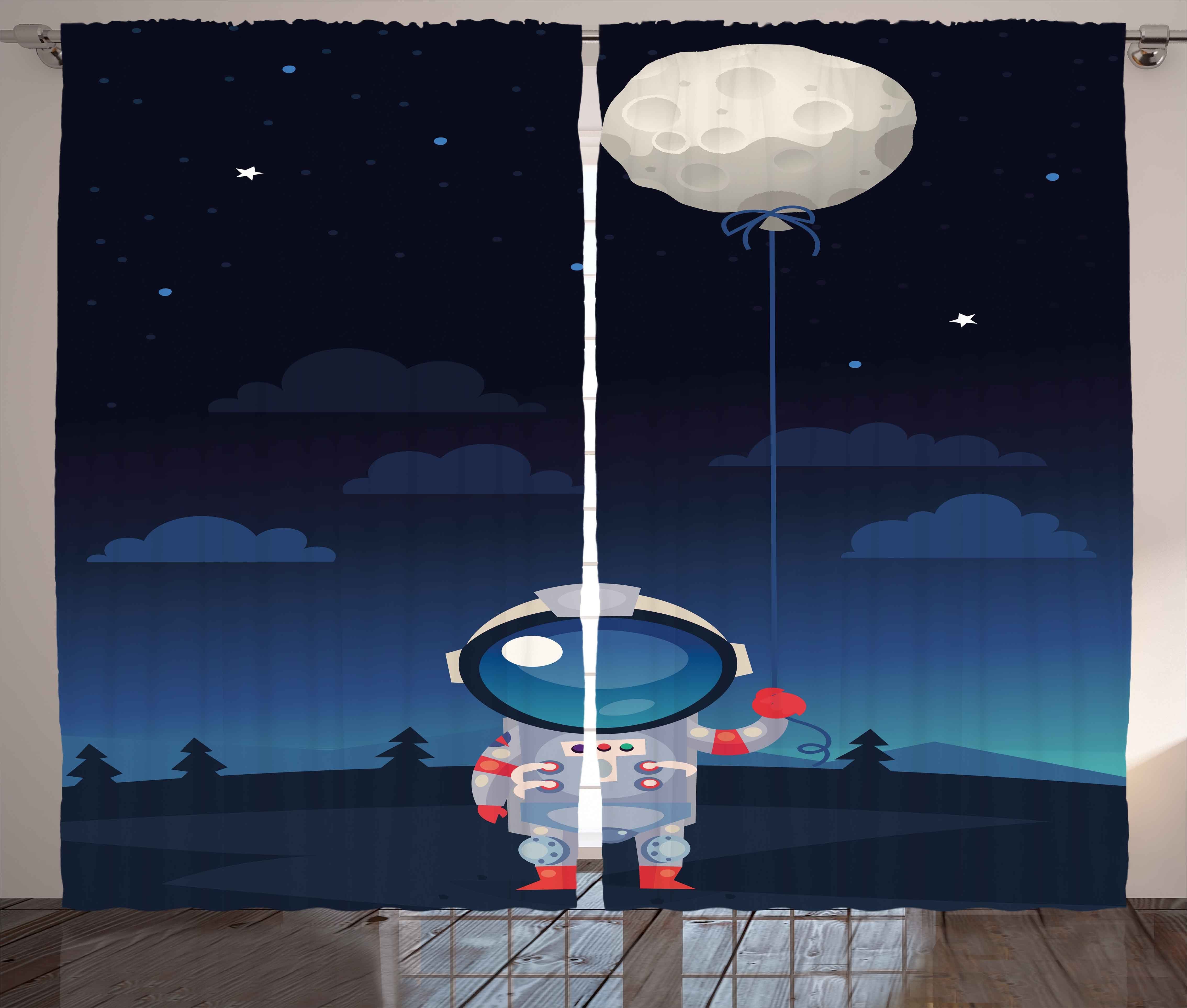 Abakuhaus, mit Kräuselband Schlafzimmer Platz einem Astronaut mit Gardine Vorhang Mond Haken, Schlaufen und