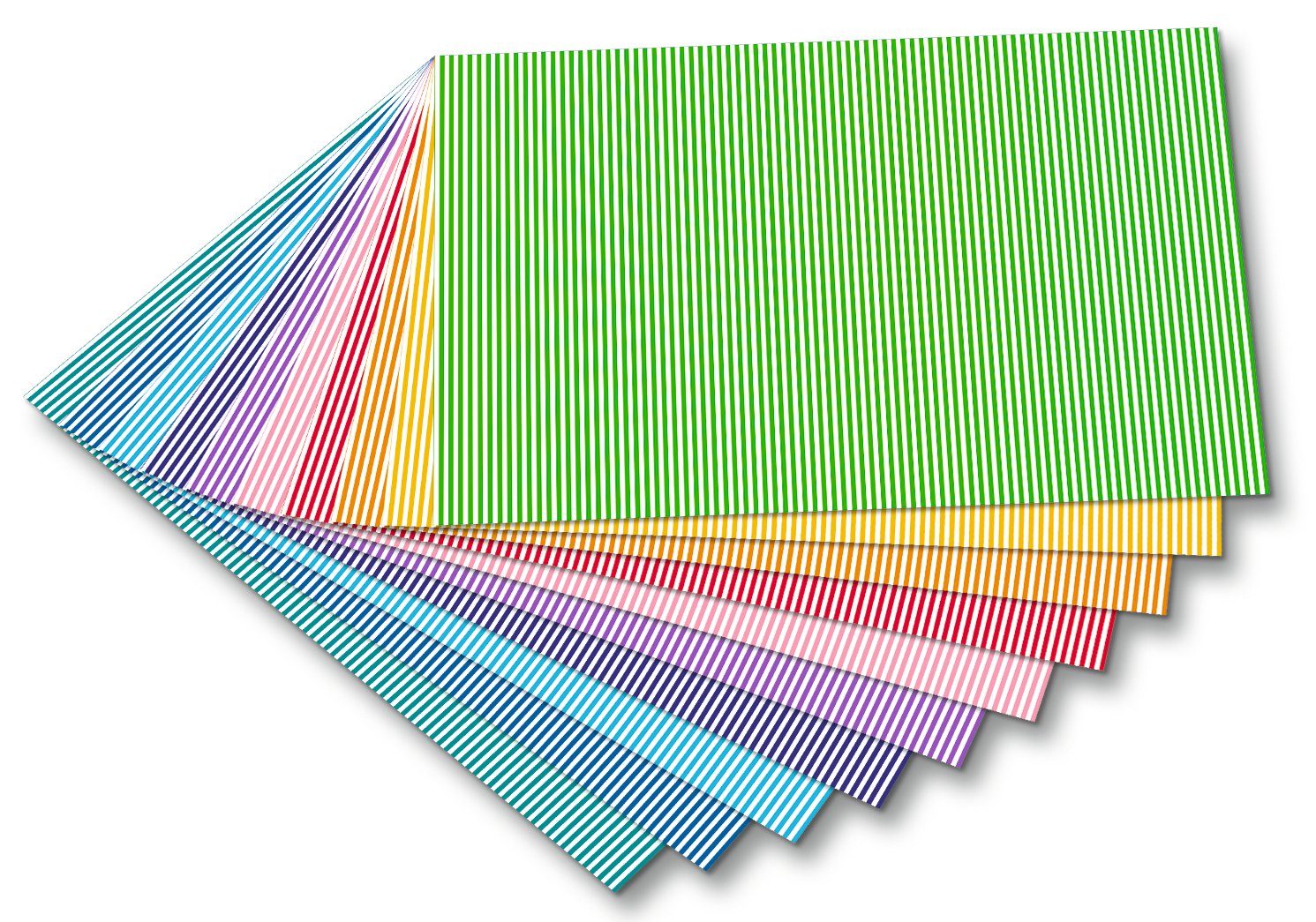 Folia Motivpapier Motivkarton Streifen, klein, 10 Bogen, 50x70cm, 300g/qm