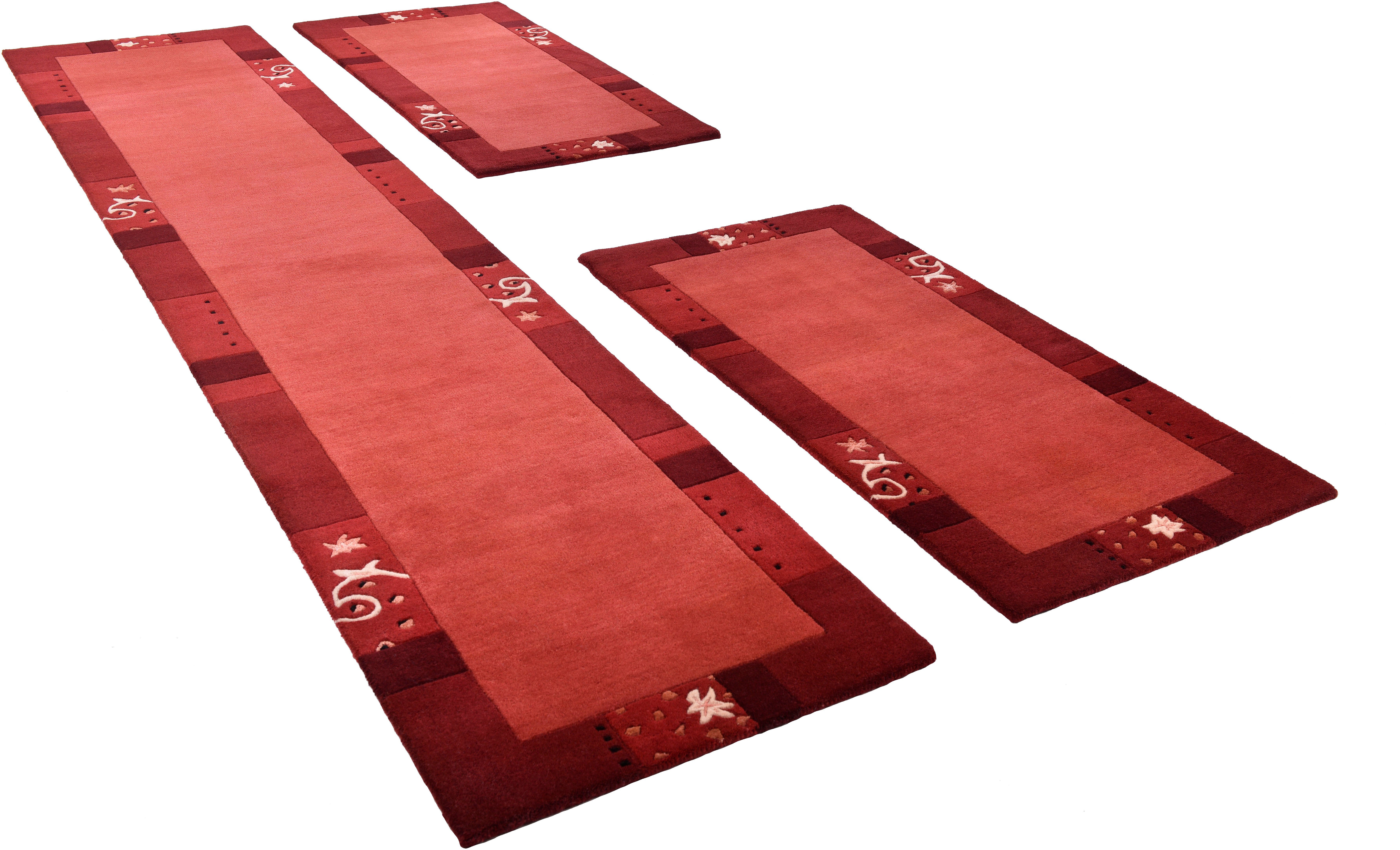 THEKO Bettumrandung Royal Ganges, Höhe 13 mm, (3-tlg), Bettvorleger, 3-teiliges Läufer-Set fürs Schlafzimmer, 95% Wolle