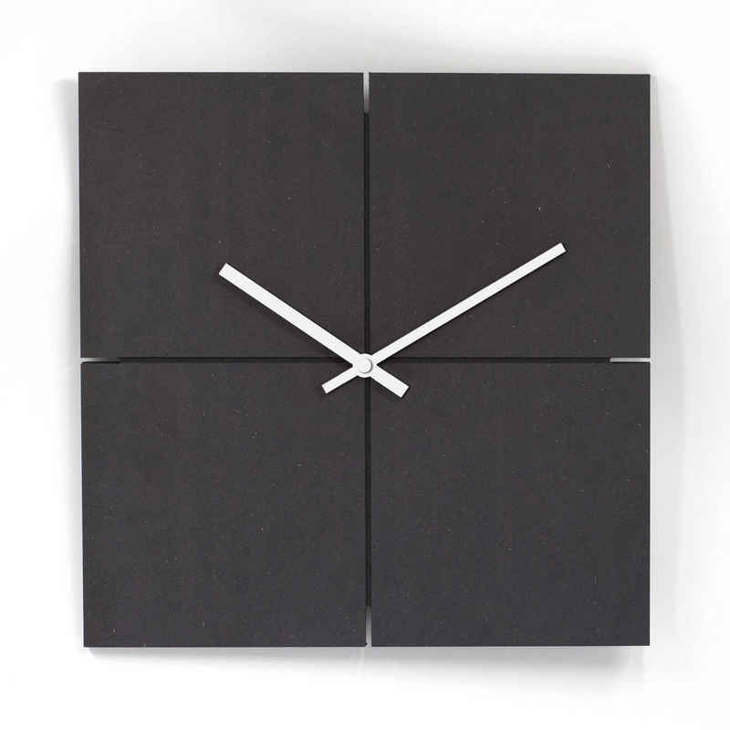 K&L Wall Art Wanduhr Lautlose MDF Holz Wanduhr Schwarz Retro Uhr modern Metall Zeiger (30 cm groß, lautlos, ohne Ticken)