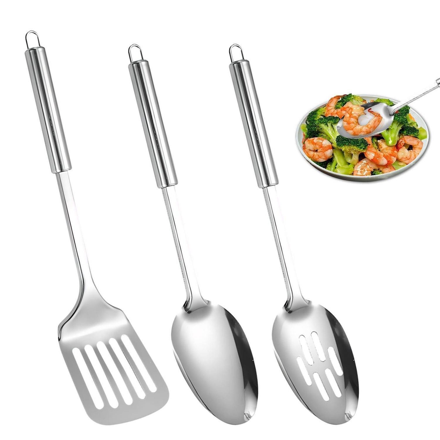 LuxusKollektion Seihlöffel Kochlöffelset Edelstahl 3-teilig 32CM