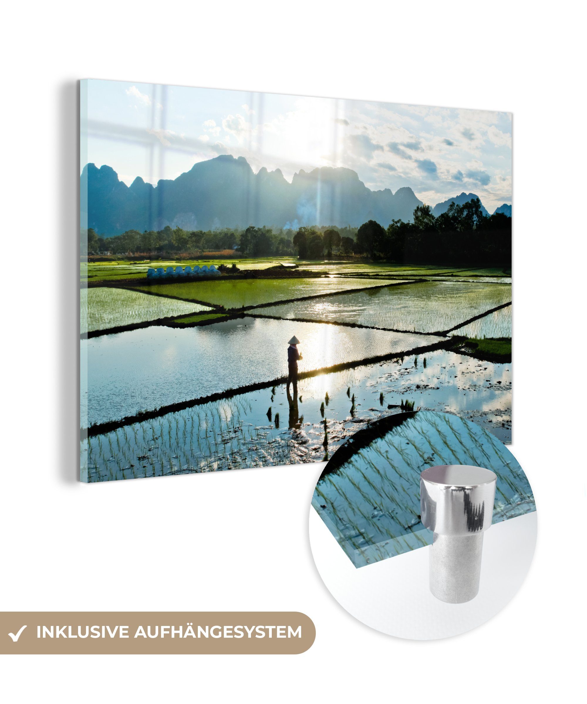 MuchoWow Acrylglasbild Die erstaunliche Landschaft eines Reisfeldes, (1 St), Acrylglasbilder Wohnzimmer & Schlafzimmer