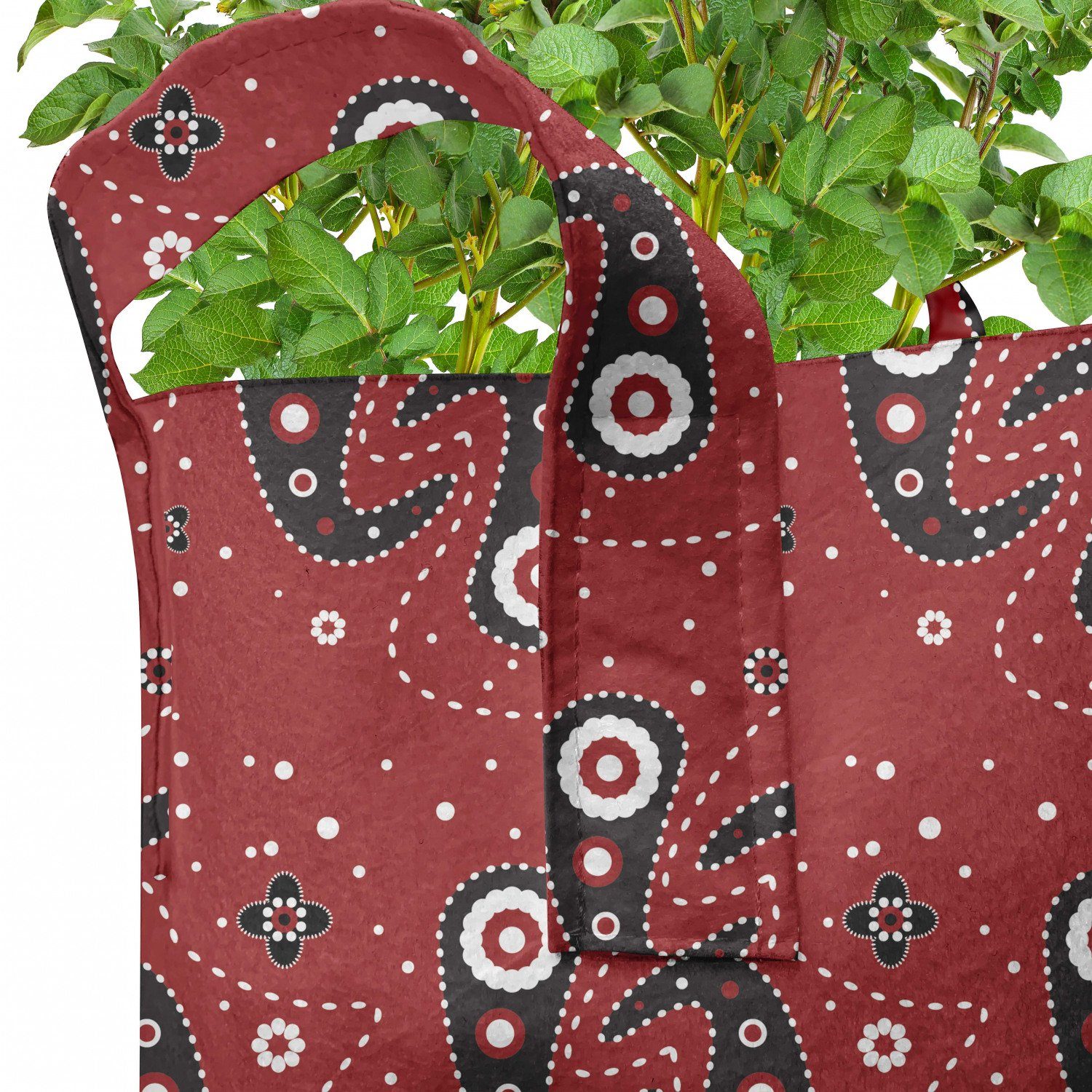 Stofftöpfe für mit Pflanzen, Abakuhaus rot Griffen schwarz Blumen-Punkte hochleistungsfähig Paisley Pflanzkübel