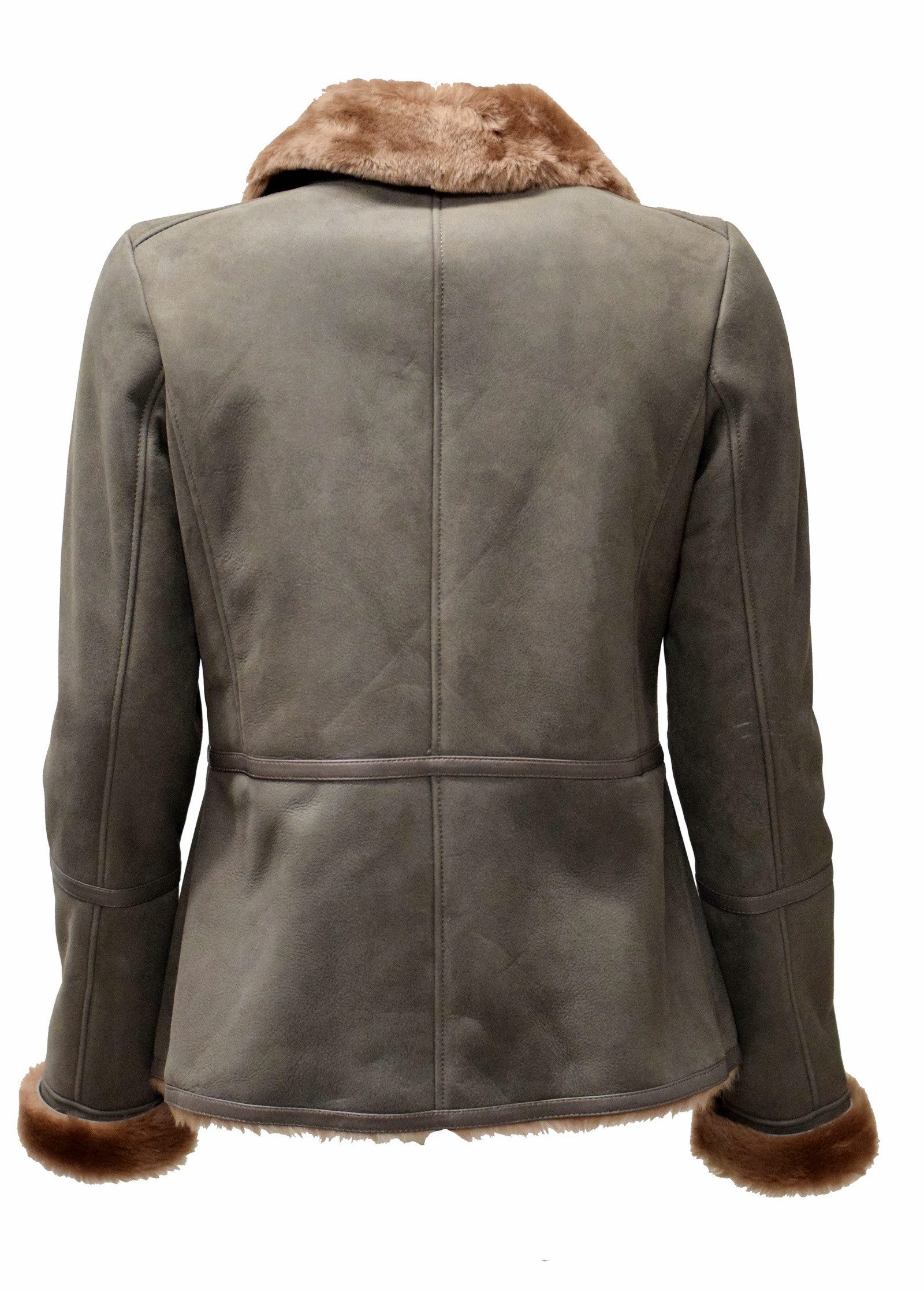 Zimmert Leather Lederjacke Raubiene Lammfelljacke Grau Biker Style, Shearling