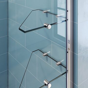 SONNI Badewannenaufsatz Duschtrennwand für Badewanne, 120x140 cm, für Badezimmer, Einscheibensicherheitsglas mit Nano Beschichtung, ESG mit Nano Beschichtung