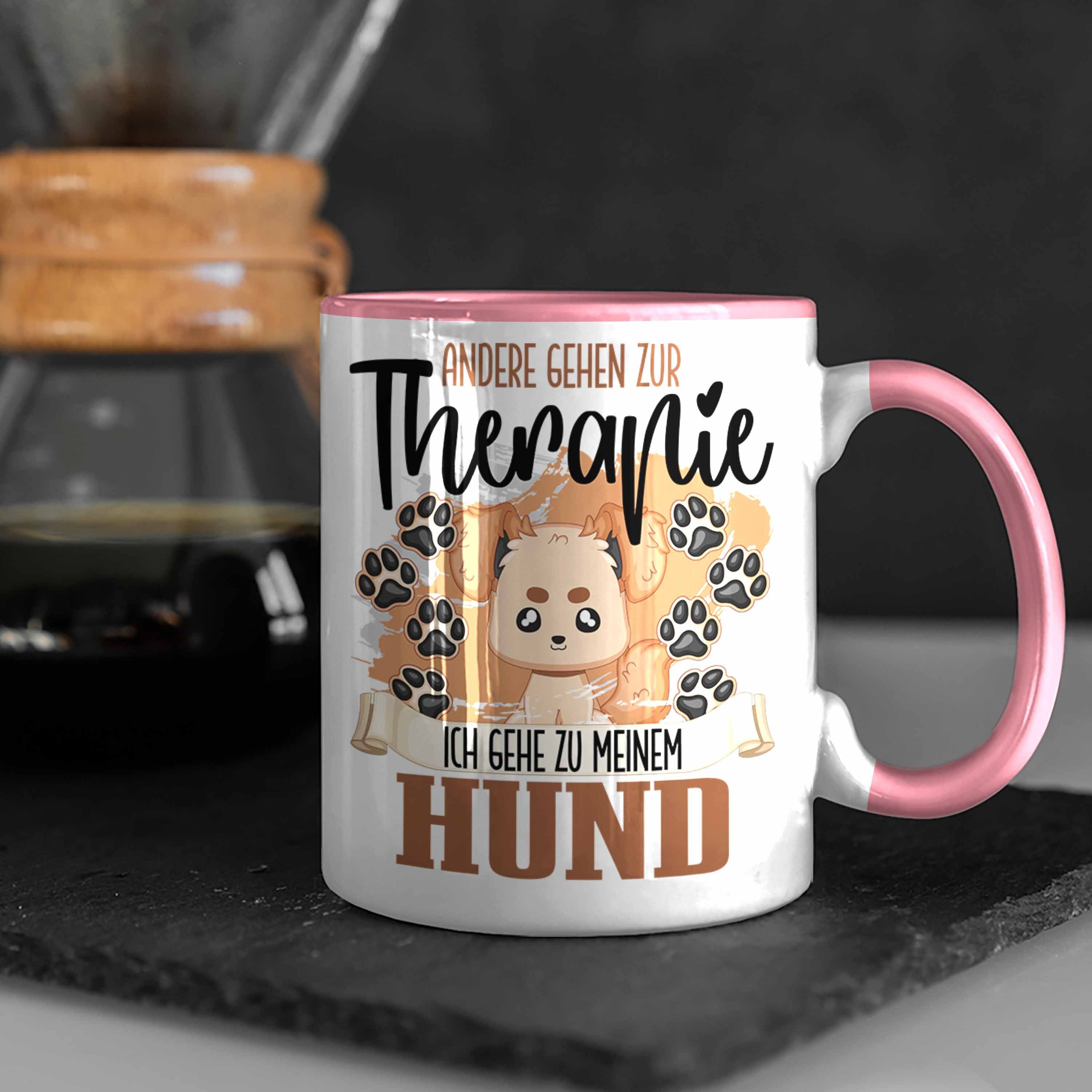 Hunde Therapie - Mama Tasse für Rosa Hund Trendation Papa Trendation Geschenk Besitzer Tasse