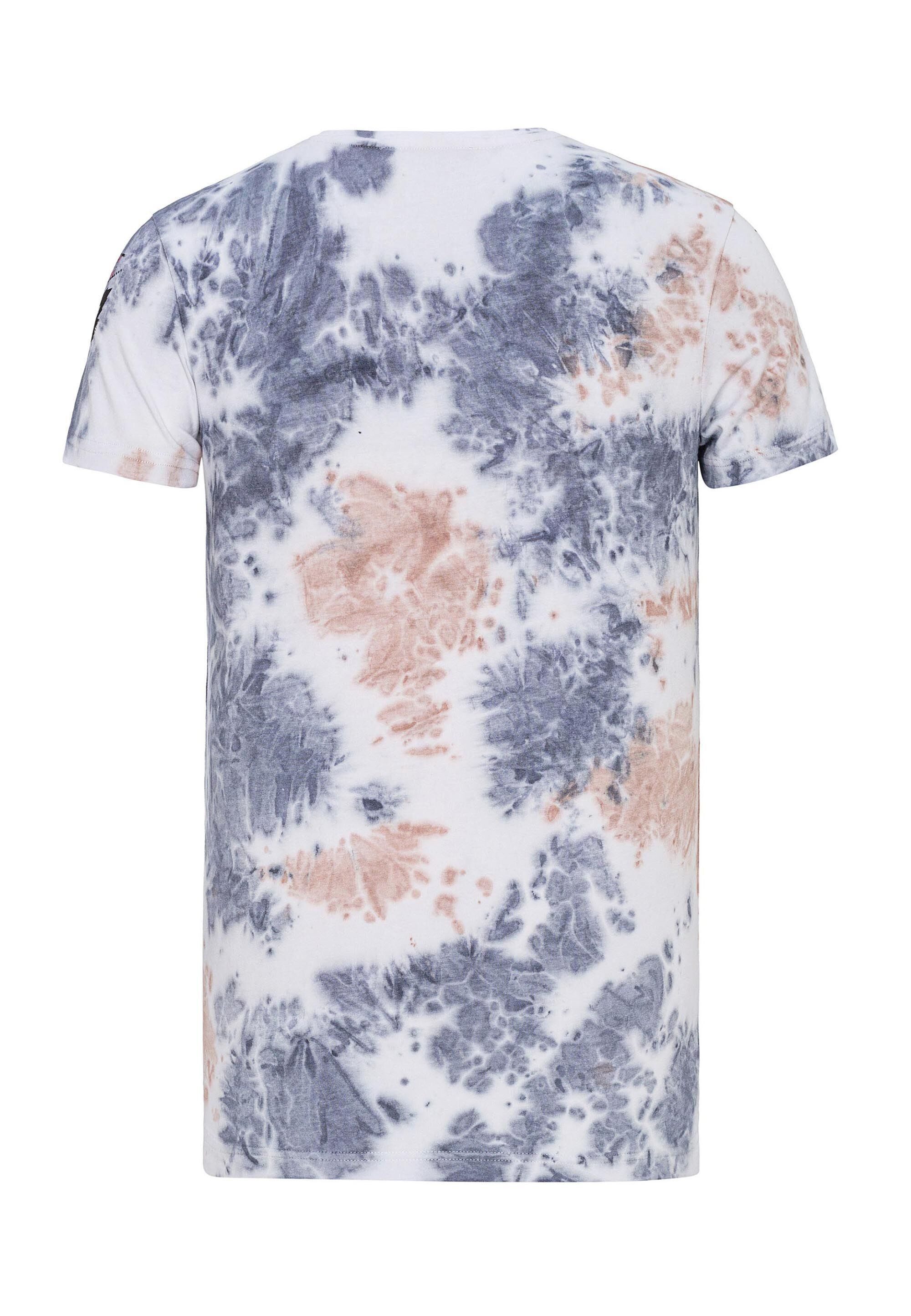 Cipo & Baxx T-Shirt T-Shirt im Batik-Look mit Print