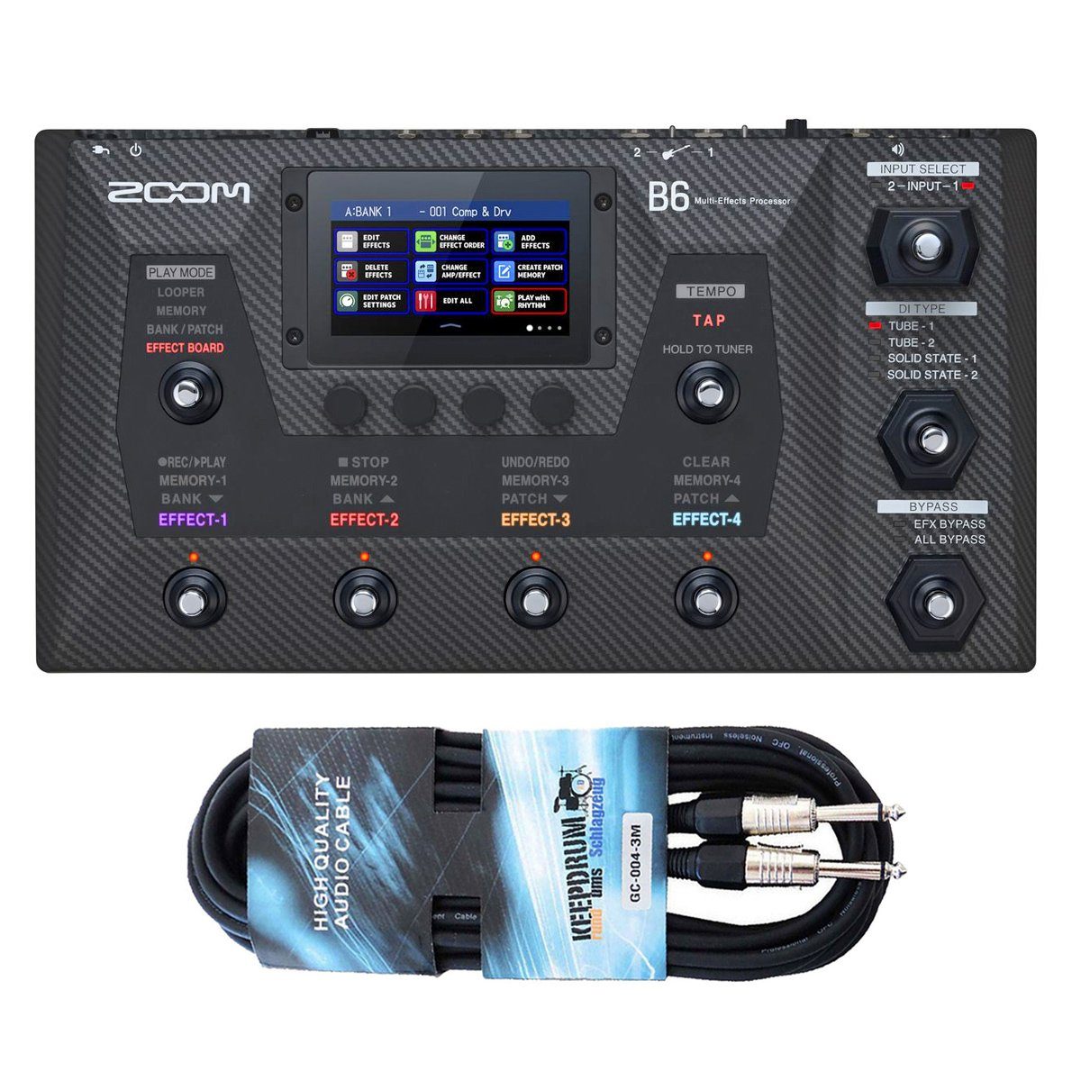 Zoom Audio E-Gitarre Zoom B6 Multieffekt-Prozessor für Bass mit Kabel