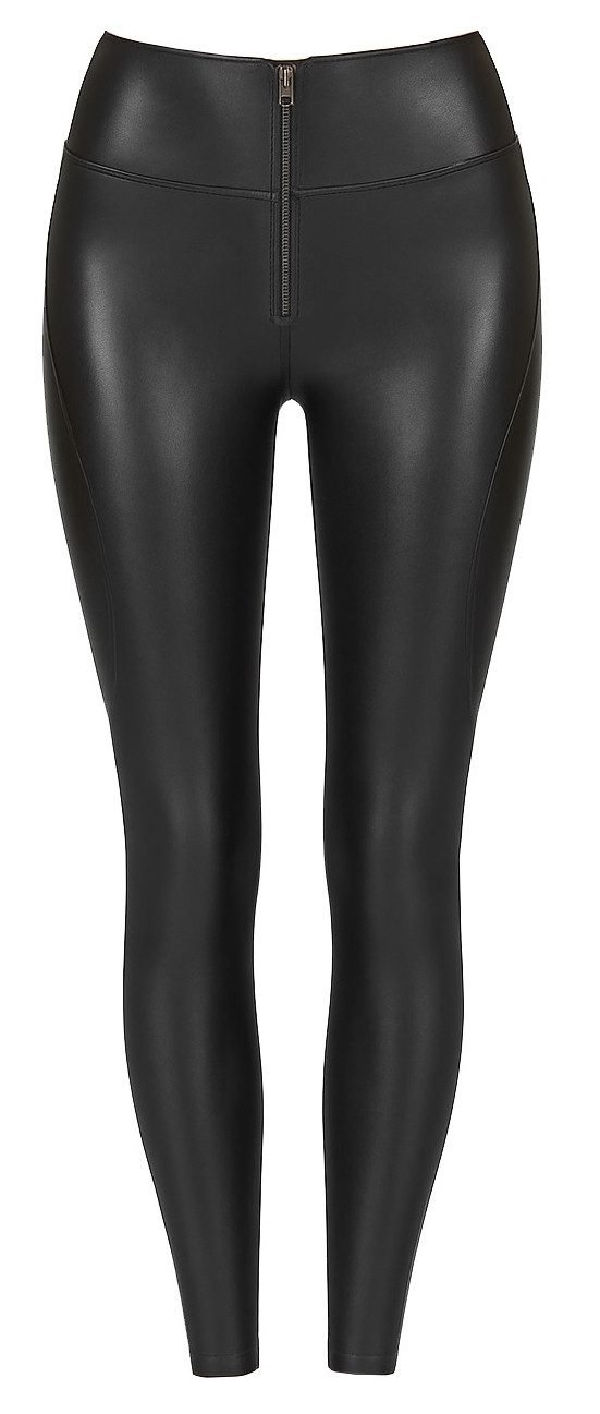 Leggings im Leder-Look mit hohem Bund, Wetlook