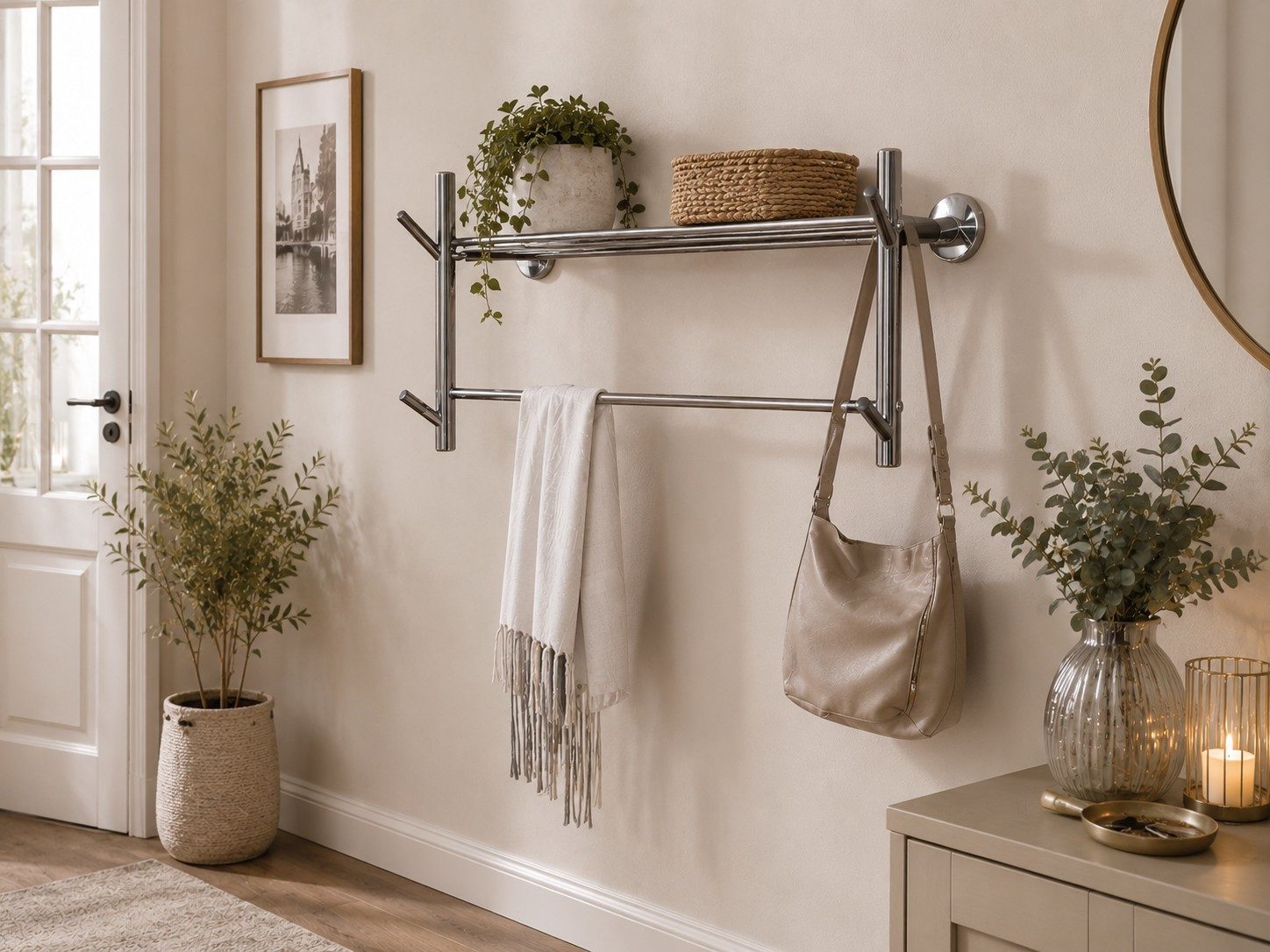 moebel-direkt-online Wandgarderobe Wandgarderobe aus Stahlrohr
