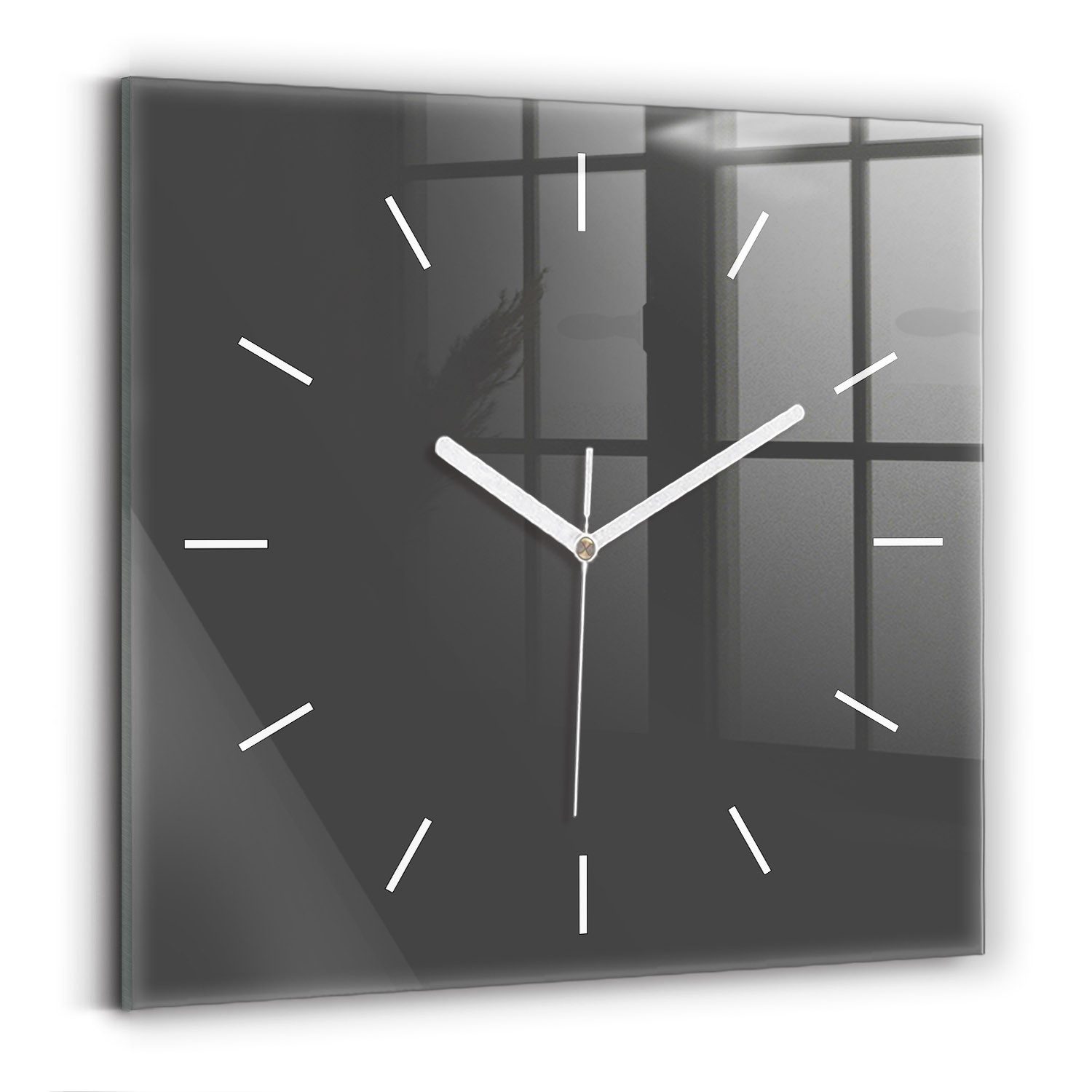 Tulup Wanduhr Glasuhr Modernistische Glaswanduhr 30x30cm Uhr aus gehärtetem Glas