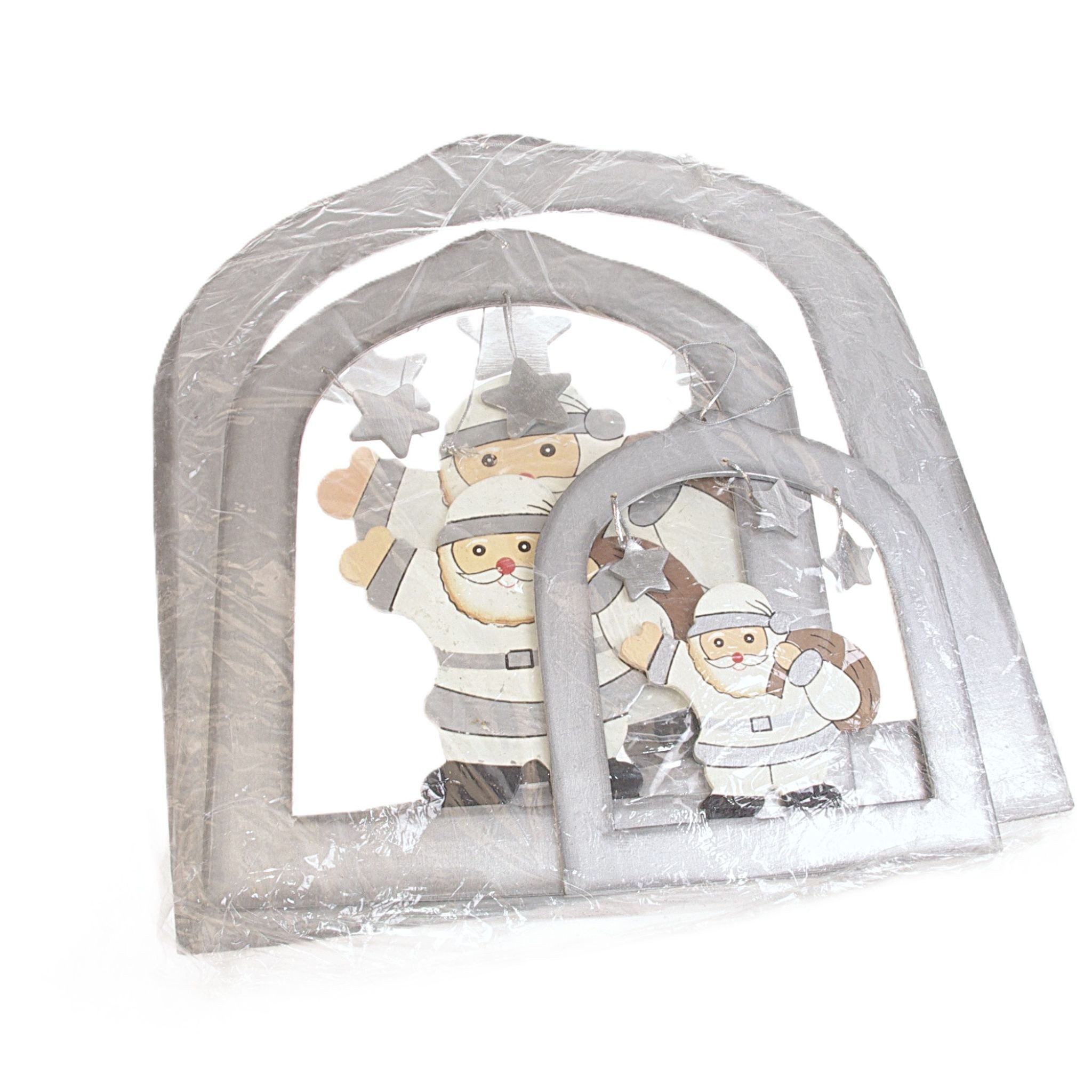 Deko AS Weihnachtsmann Weihnachtsdeko Hänger-Set Nikolaus - weiß-silber - 3 Stück - 3385 01 (3 St., Dekoset in verschiedenen Größen)