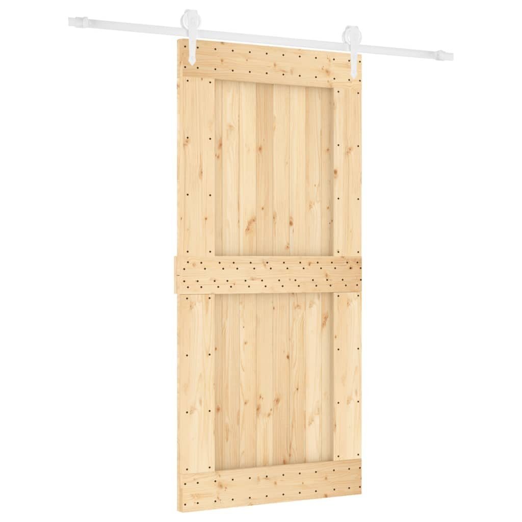 vidaXL Zimmertür Schiebetür mit Beschlag weiß 95x210 cm Massivholz natur Kiefer Zimmert