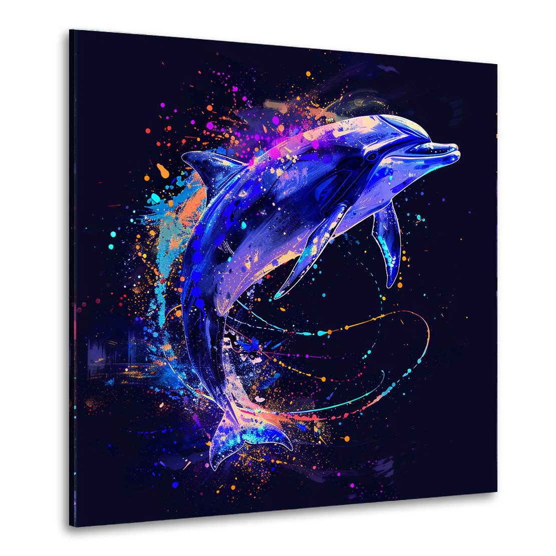 Artedinoi Leinwandbild Pop Art Delfin leuchtend Leinwandbild Wandbild Kunstdruck XL Wanddeko