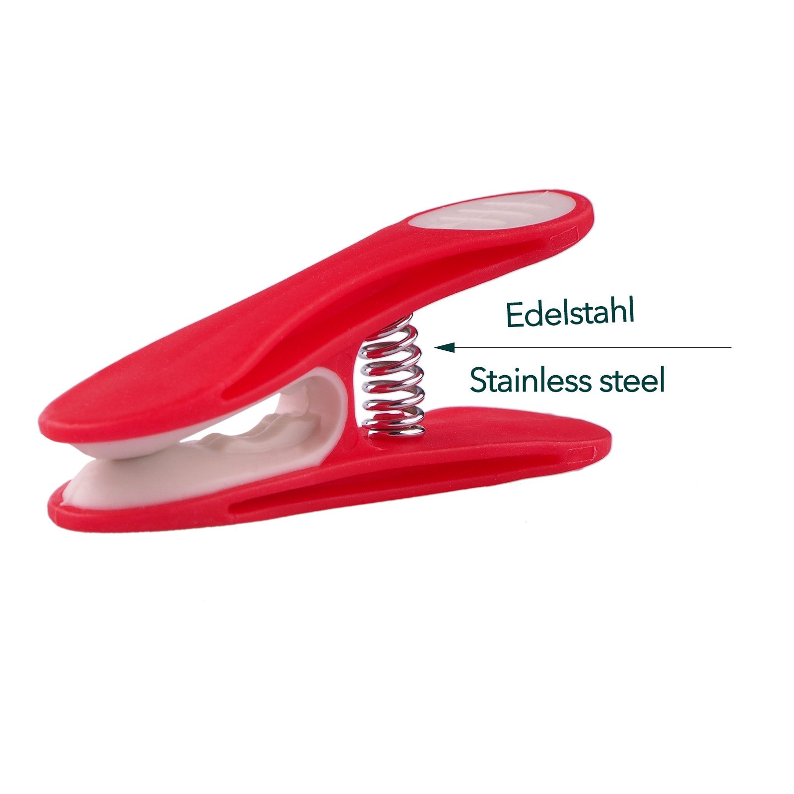 trendfinding Wäscheklammern 96 Wäscheklammern Rot-Weiß Edelstahl und 1 Klammerbeutel Retro Red, Mit neuester Klammertechnik für empfindliche Wäsche